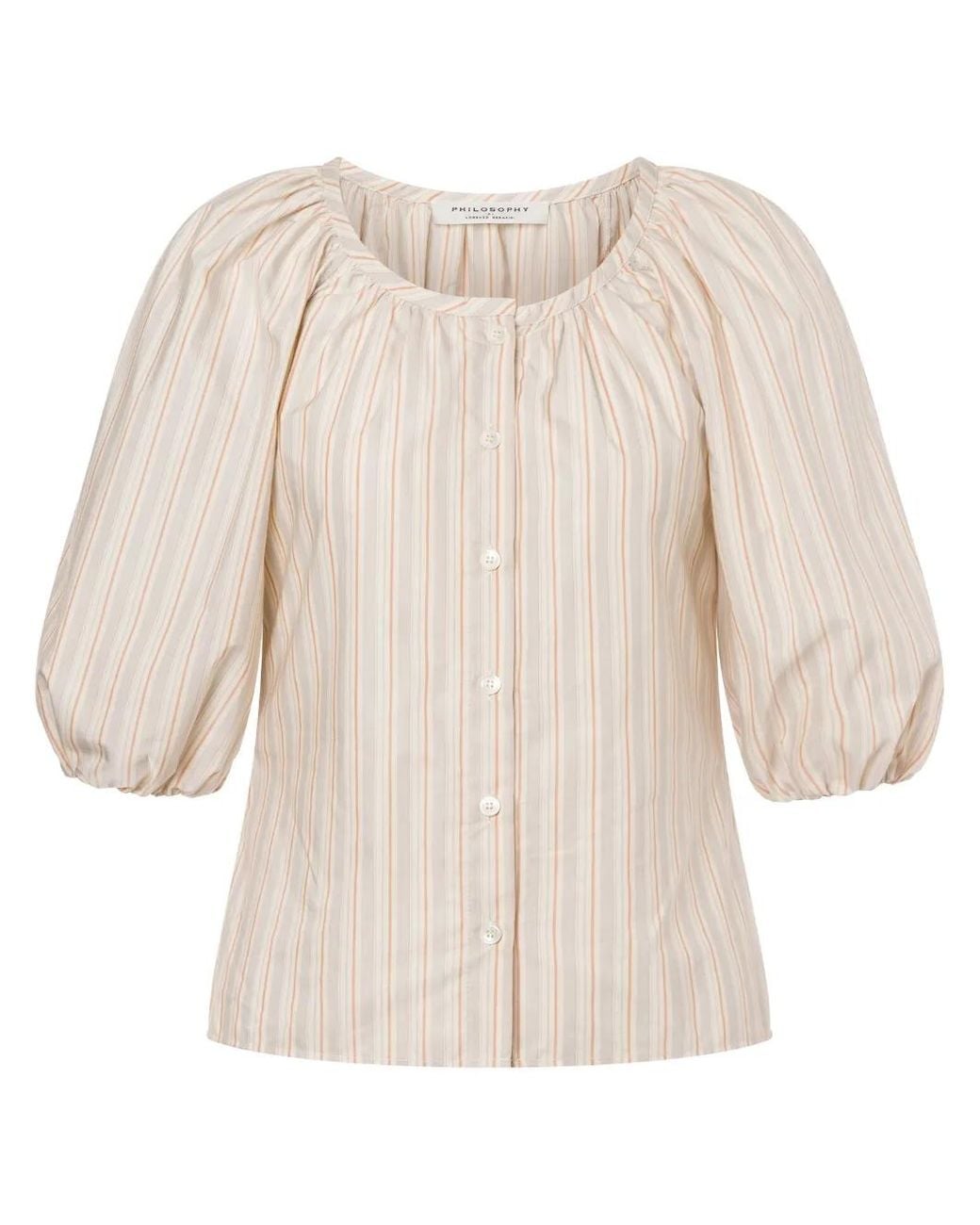 Philosophy Di Lorenzo Serafini Natural Striped Blouse With Buttons