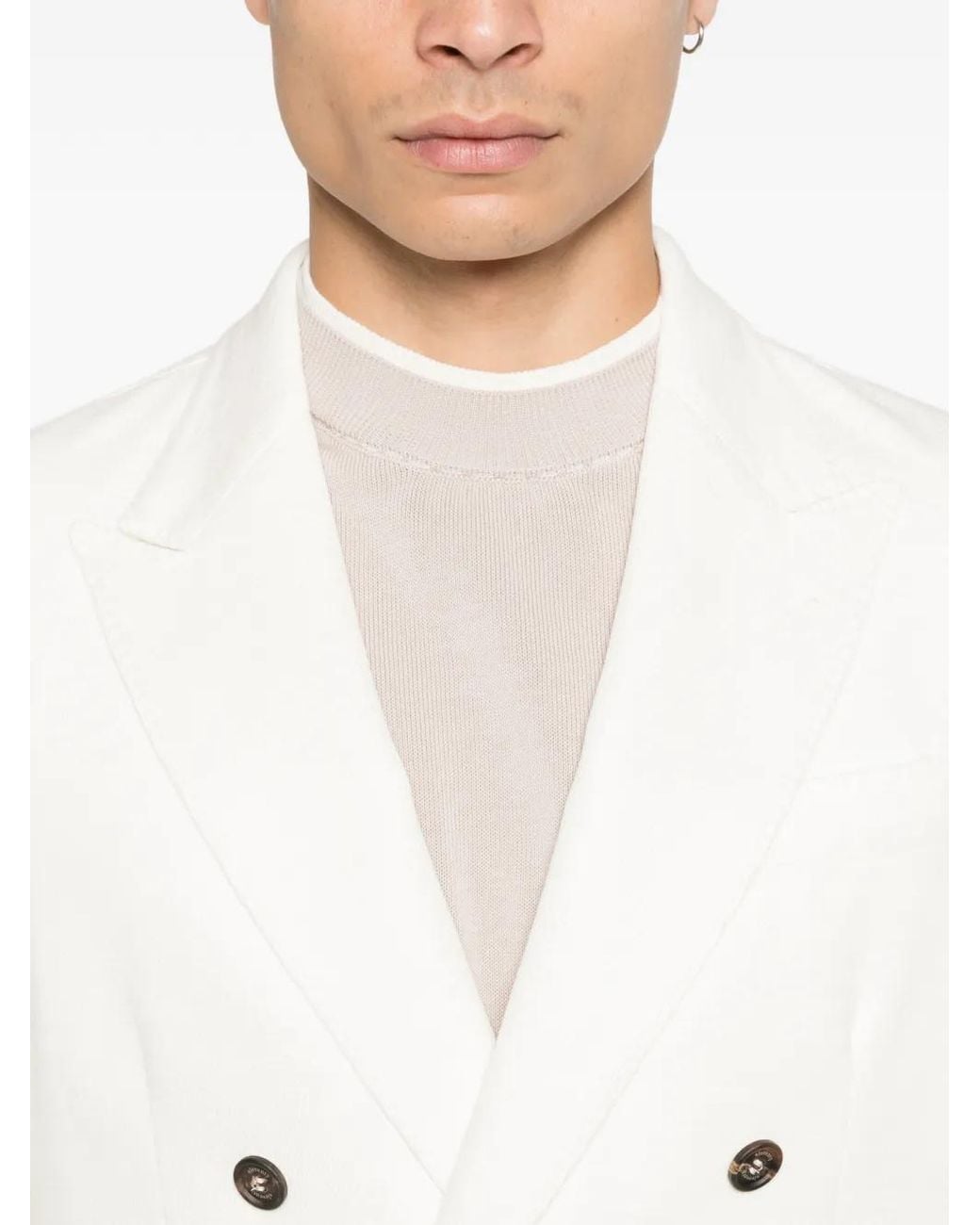 Eleventy White Double-Breasted Blazer for men