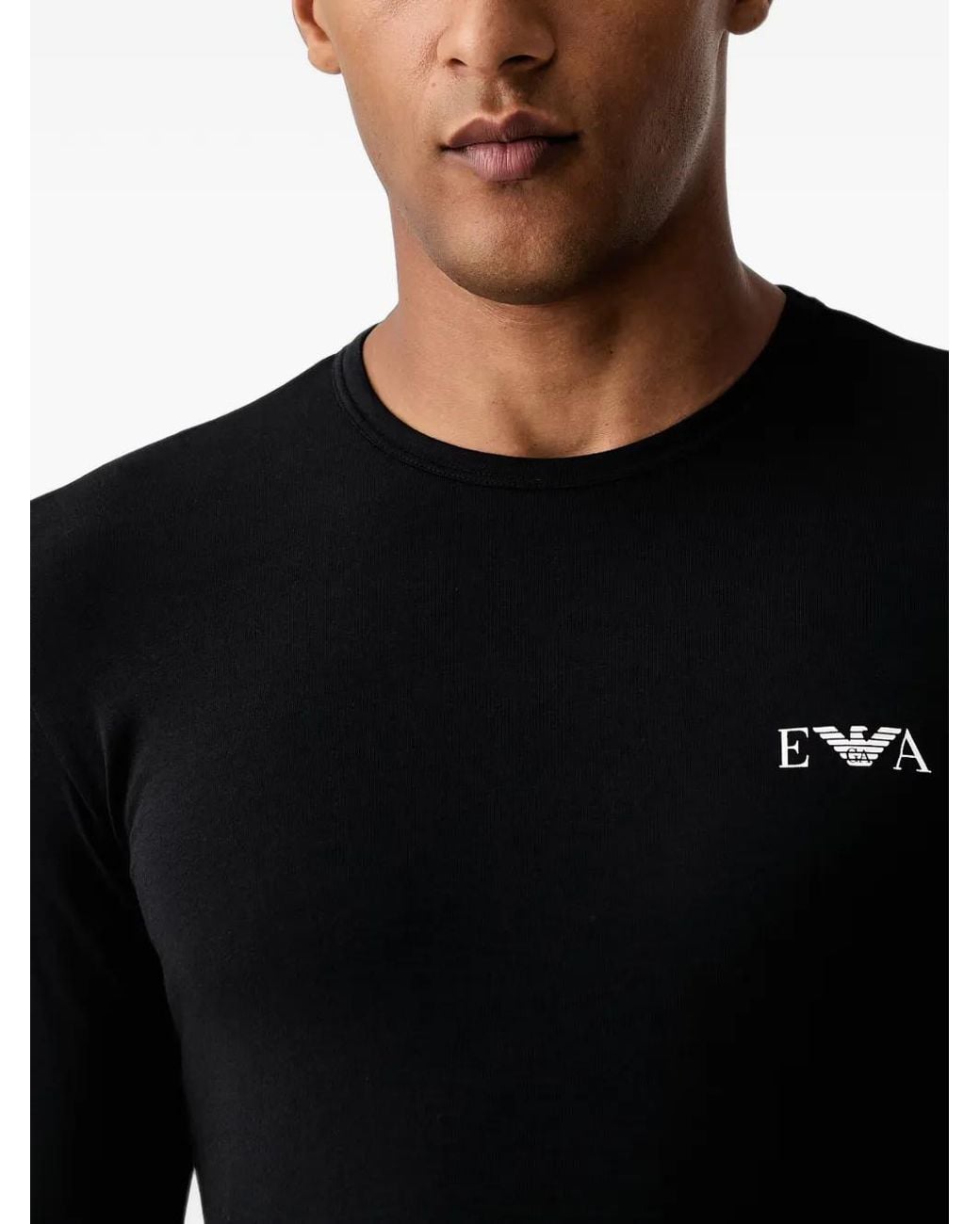 Emporio Armani Black Logo-Print Long-Sleeve T-Shirt for men