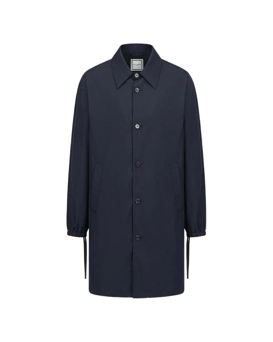Wooyoungmi Blue Manteau À Patch Logo Et Lien De Resserrage for men