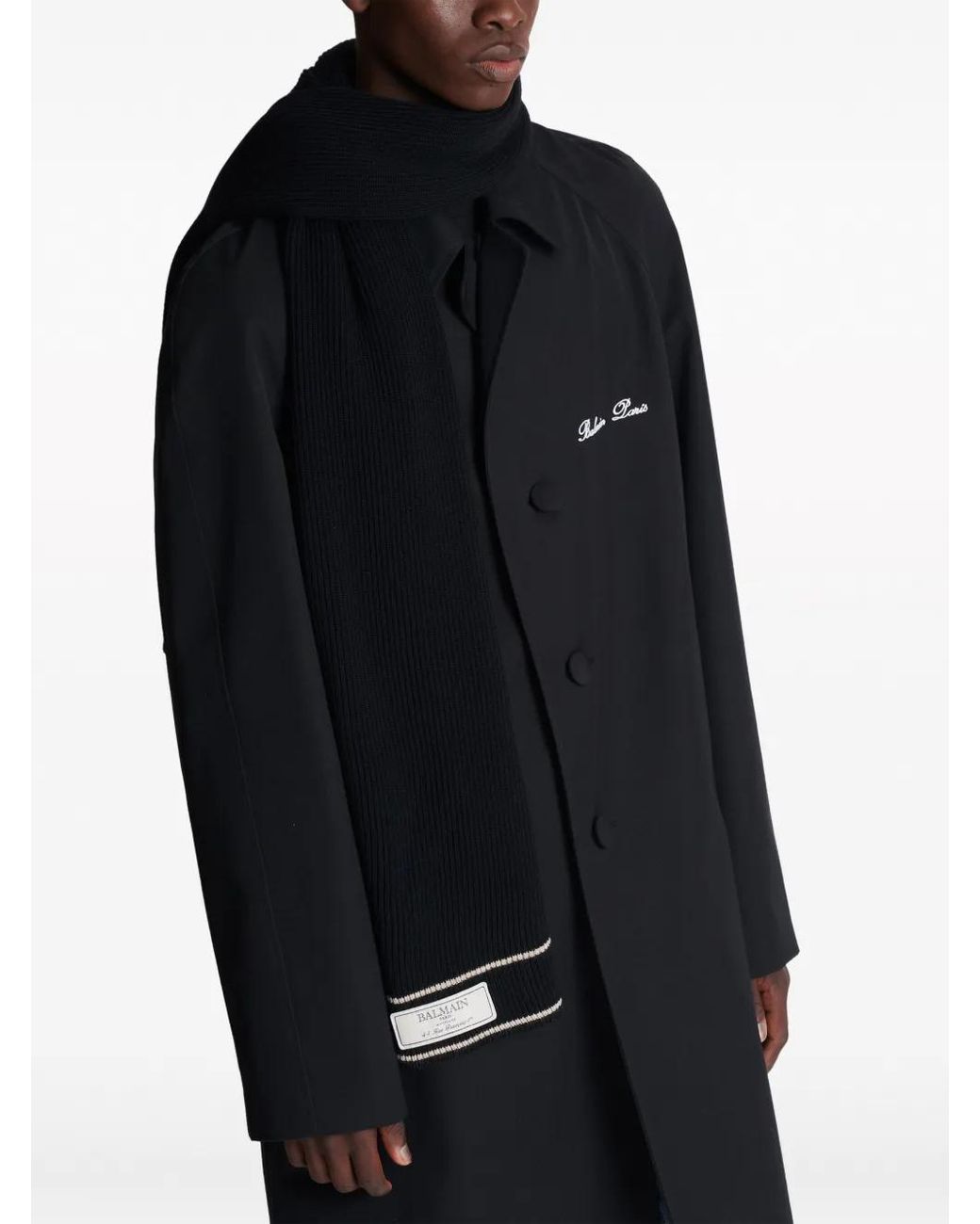 Balmain Black Logo-label Scarf for men