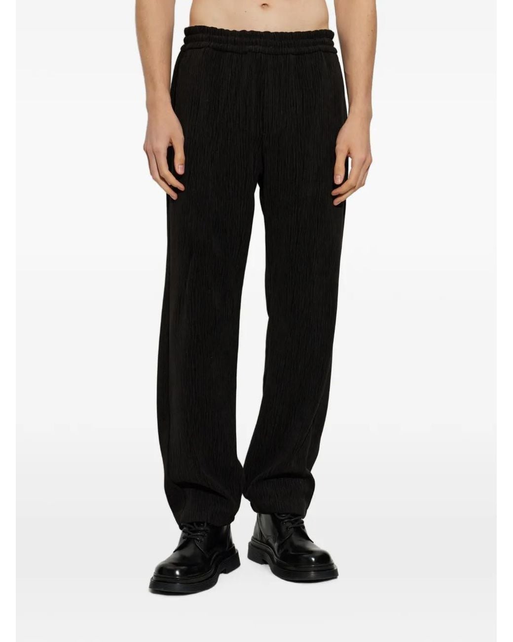 Post Archive Faction PAF Black Ribbed-Knit Track Pants for men