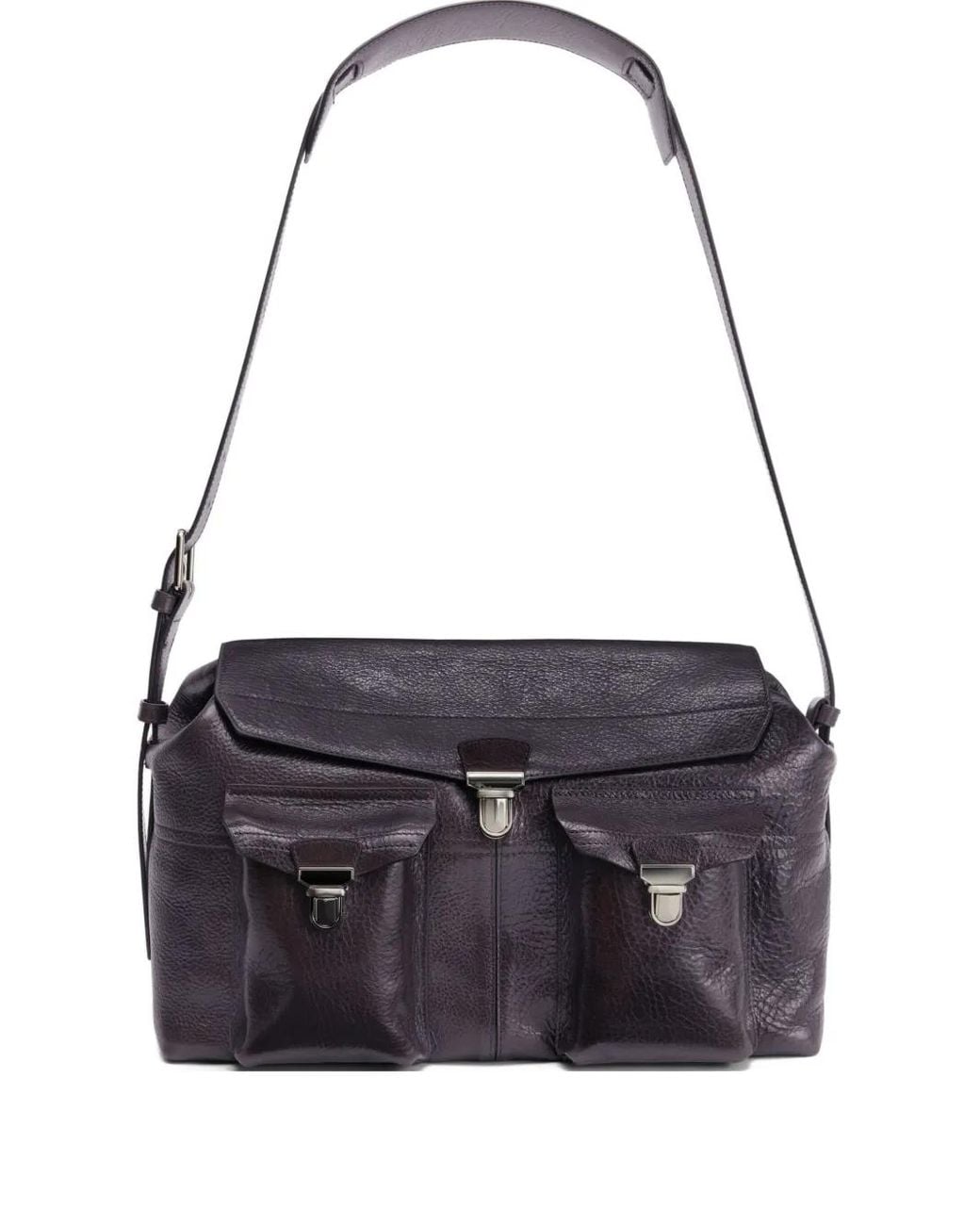 Lemaire Black Week-End Gear Leather Shoulder Bag