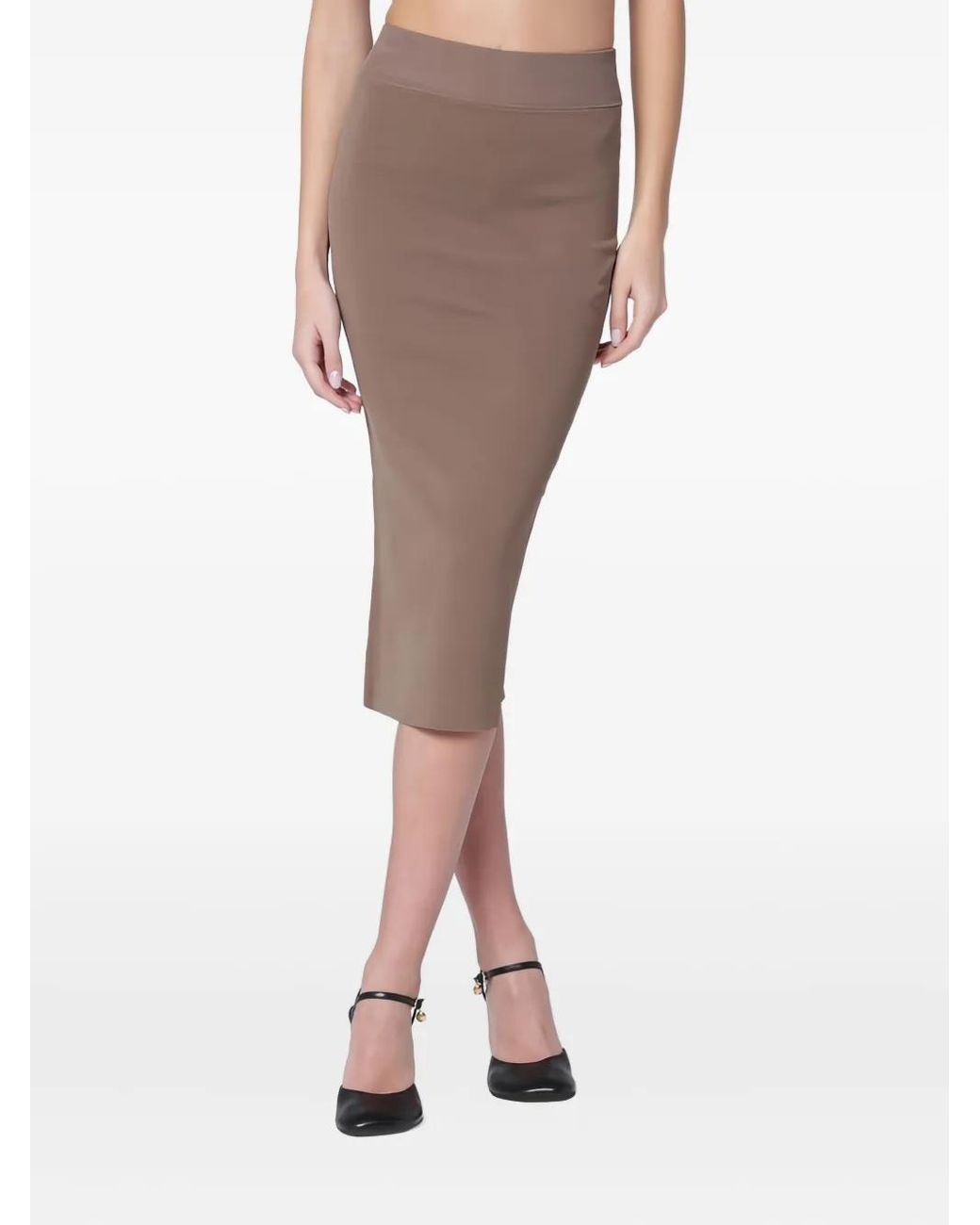 Entire studios Brown Ribbed-Knit Pencil Skirt