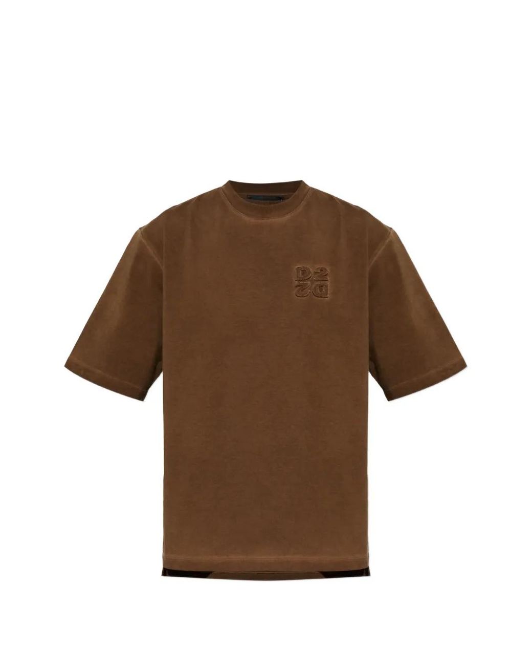 DSquared² Brown Logo-Patch T-Shirt for men