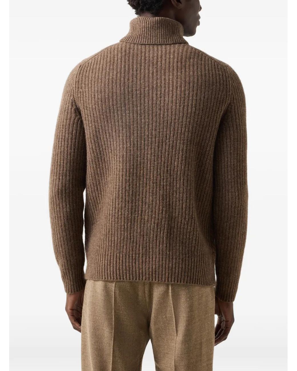 Bogner Brown Pull Eros En Maille Torsadée À Col Roulé for men