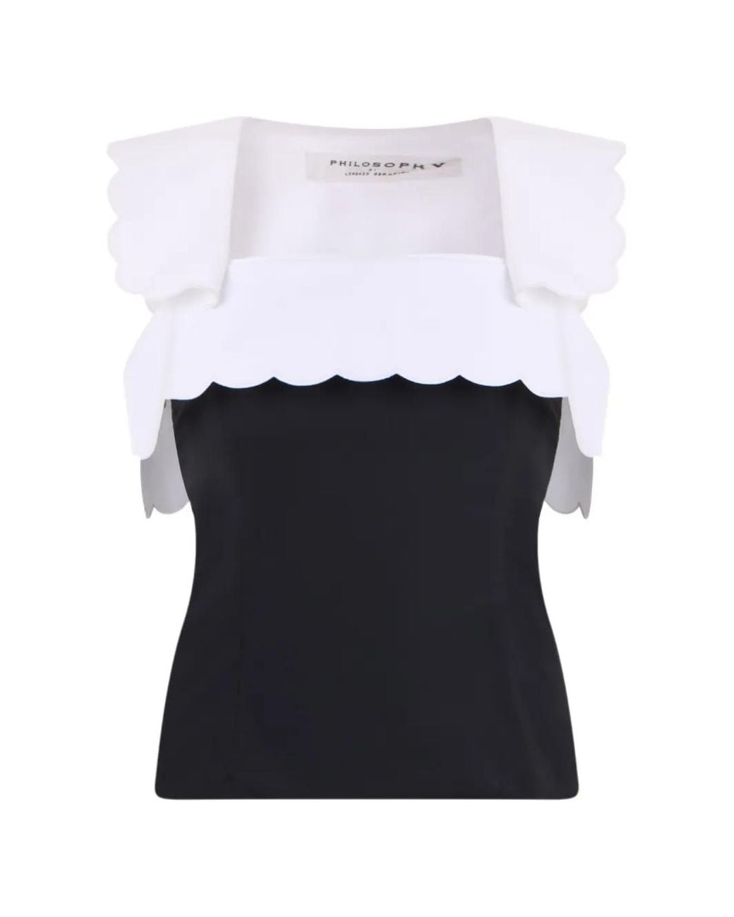 Philosophy Di Lorenzo Serafini White Scalloped-Edge Blouse