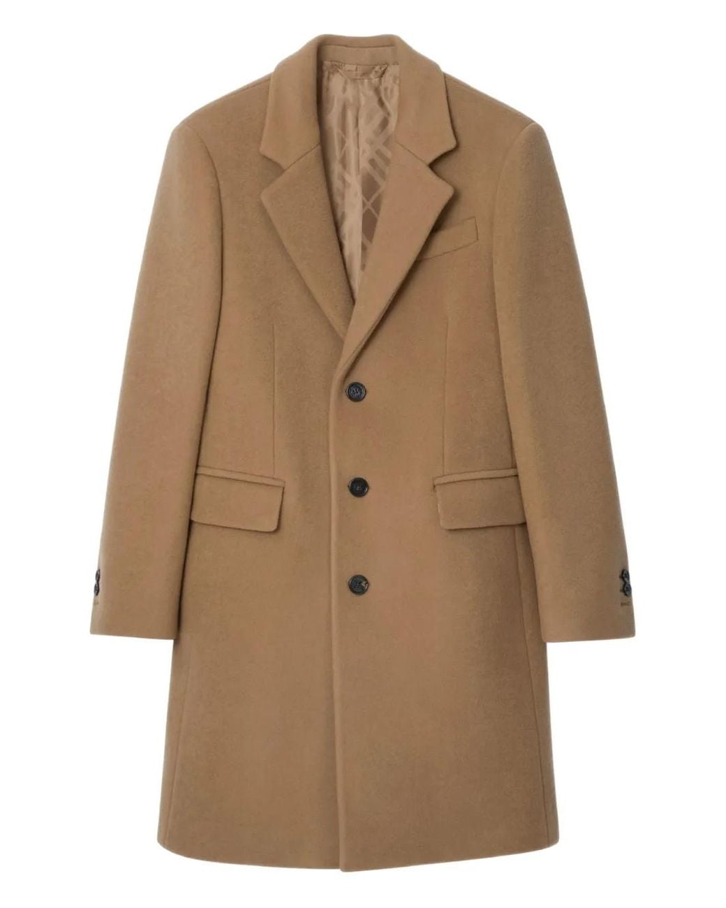 Burberry Natural Single-Breasted Wool Coat for men