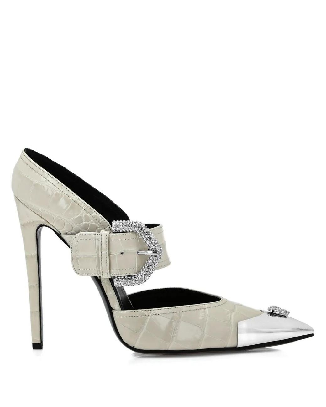 Philipp Plein Metallic Crocodile-Embossed Heeled Pumps
