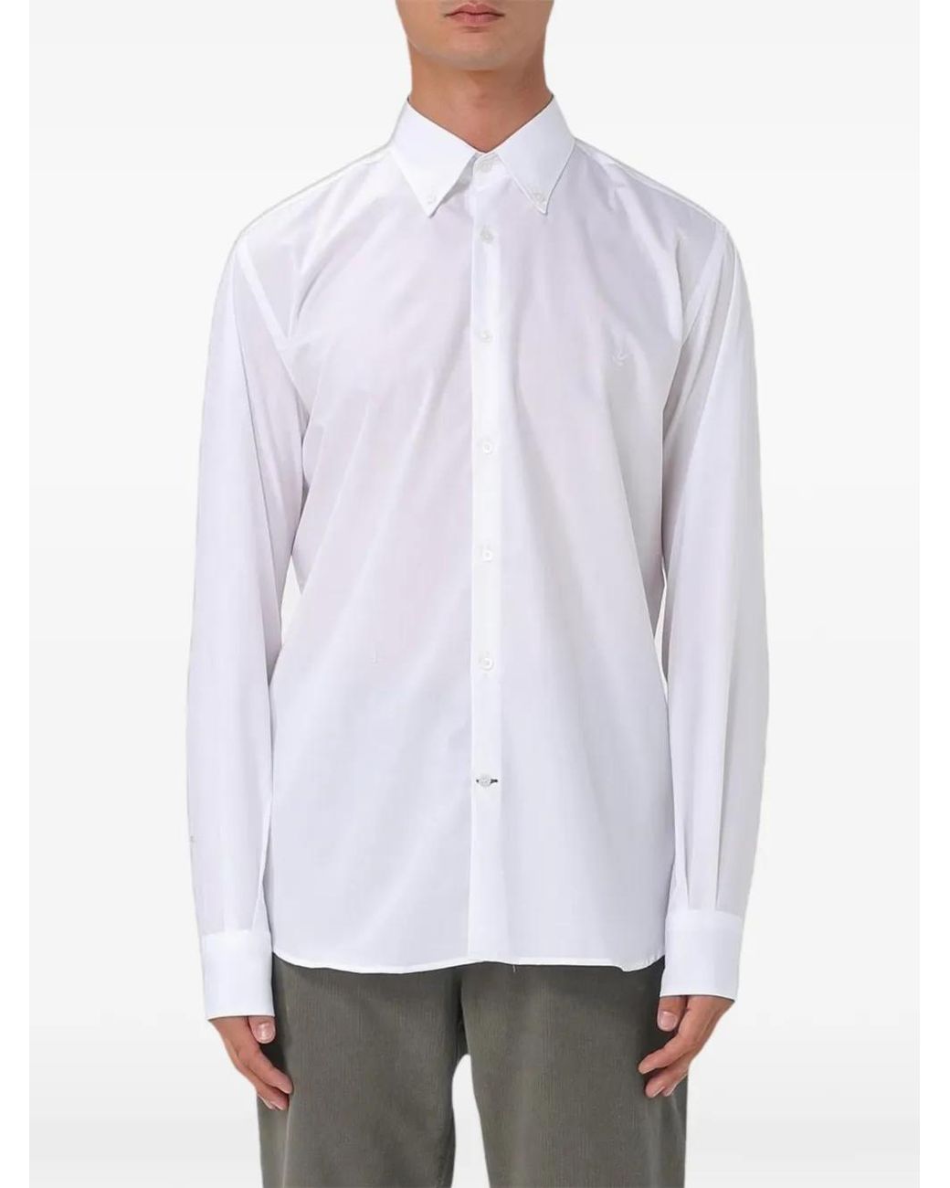 Brooksfield White Chemise En Coton À Boutonnière for men