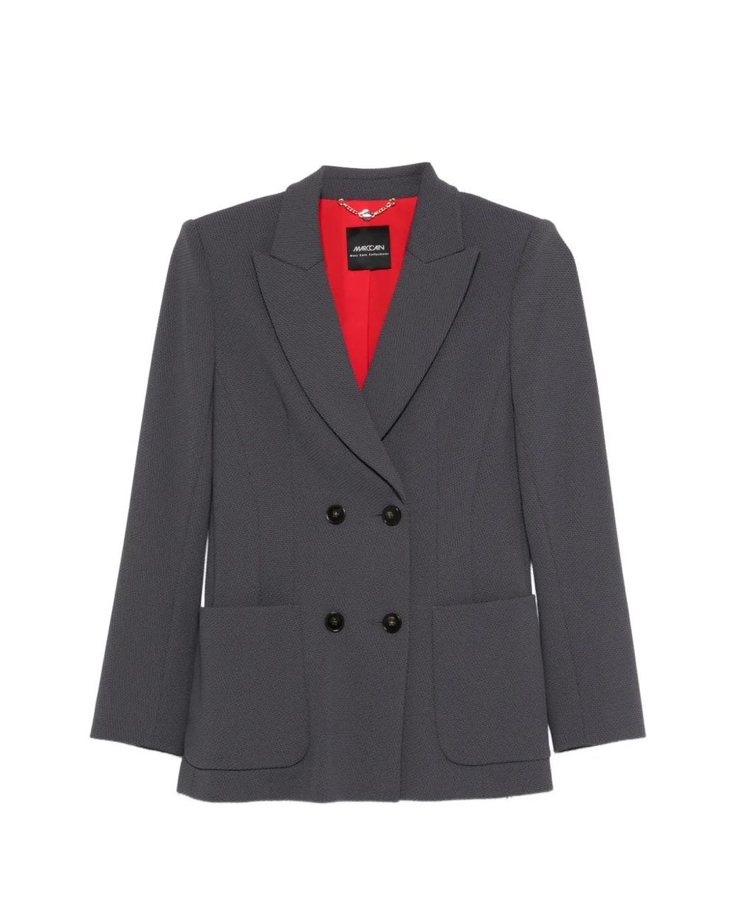 Marc Cain Gray Double-Breasted Blazer