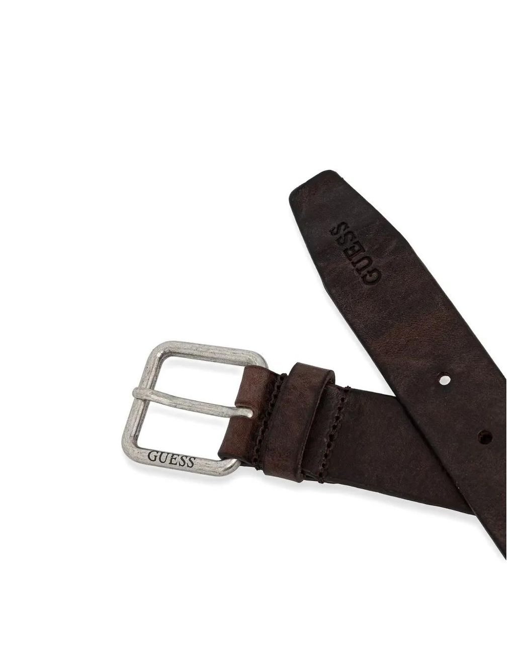Guess Black Distressed-Effect Leather Belt for men
