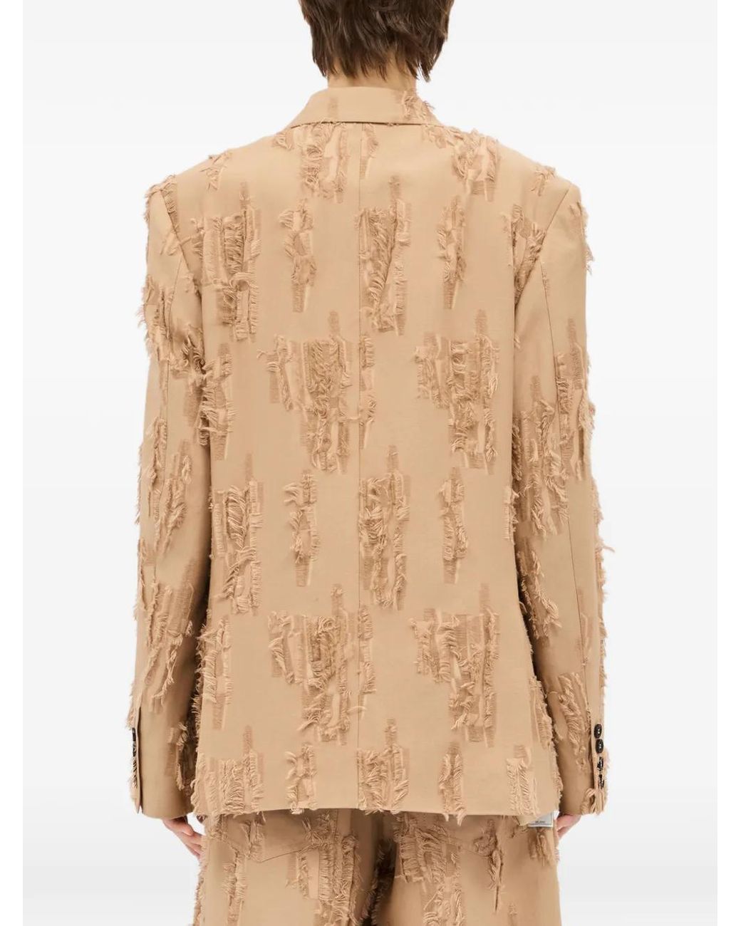 MSGM Natural Ruffled Raw-Cut Blazer