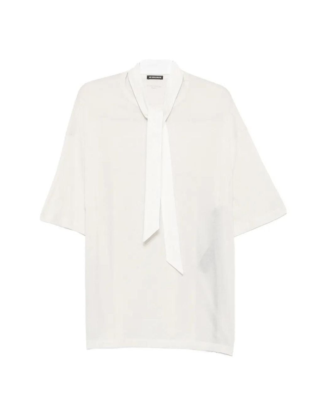 Ann Demeulemeester White Pussy-Bow Short-Sleeve T-Shirt for men