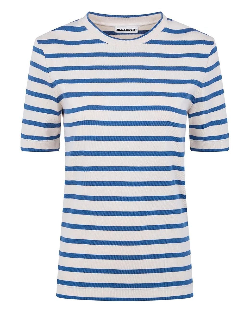 Jil Sander Blue Crewneck Short Sleeves Stripes T-Shirt