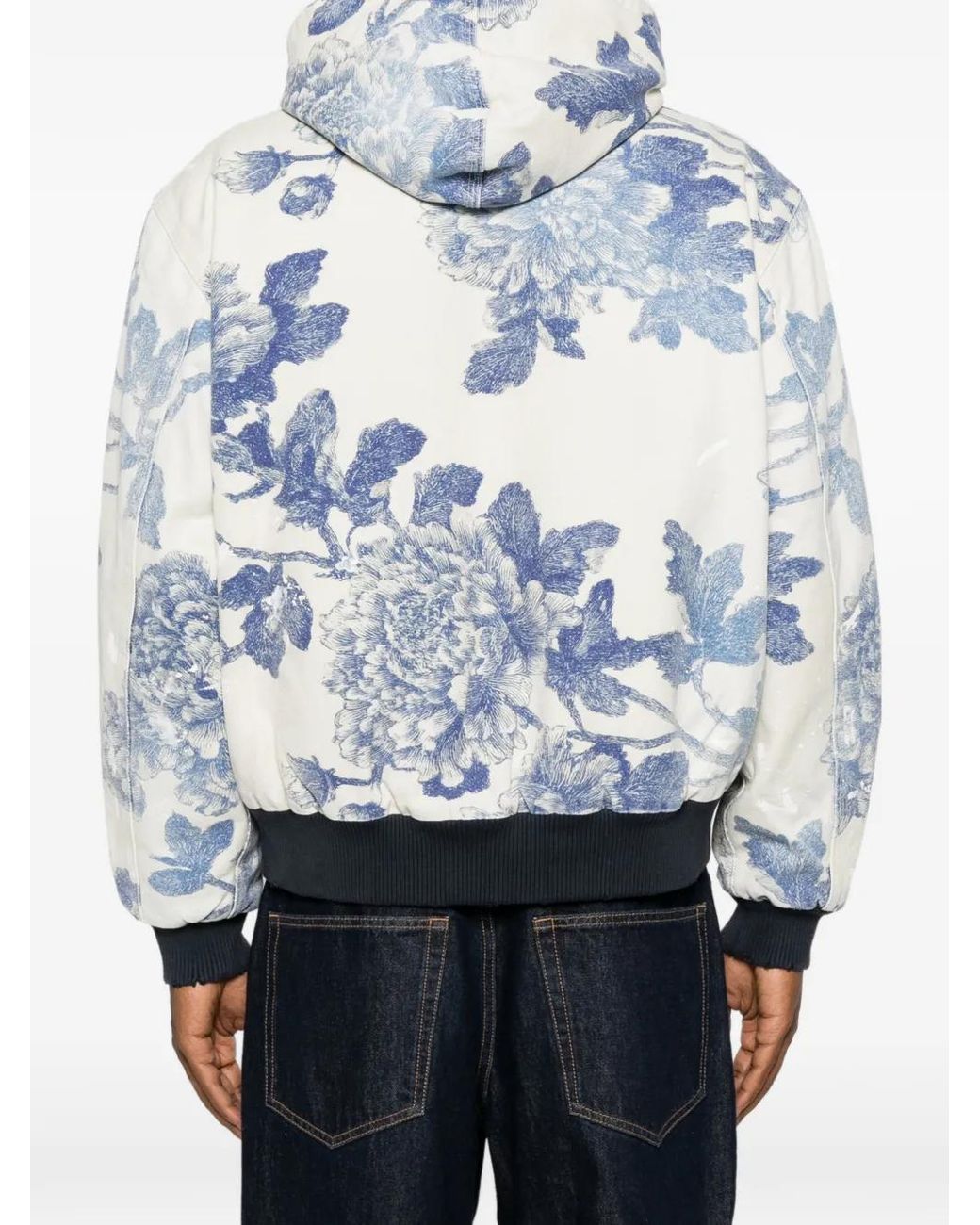 R13 Blue Floral-Print Hooded Jacket for men