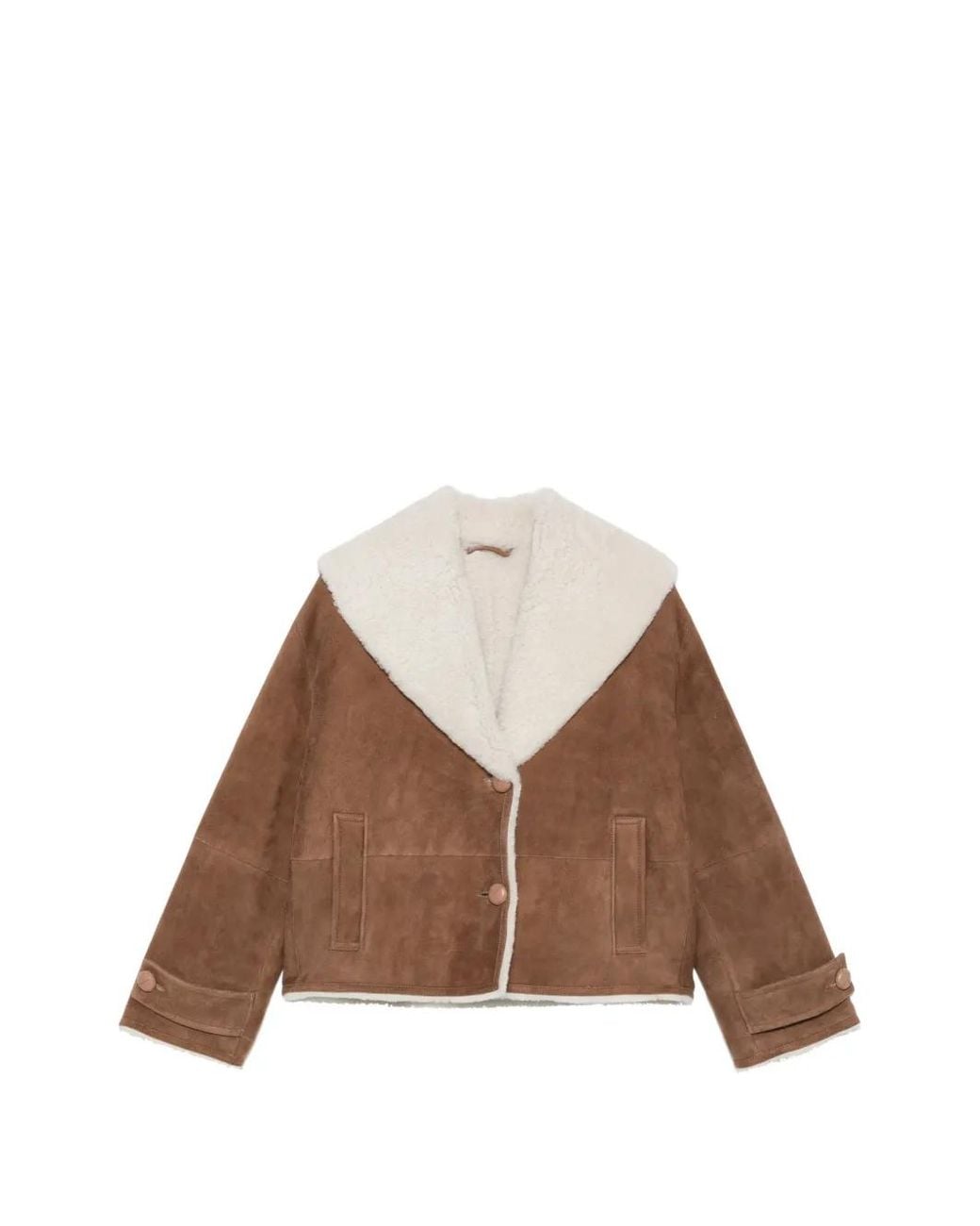 Manzoni 24 Brown Shearling-Collar Suede Jacket