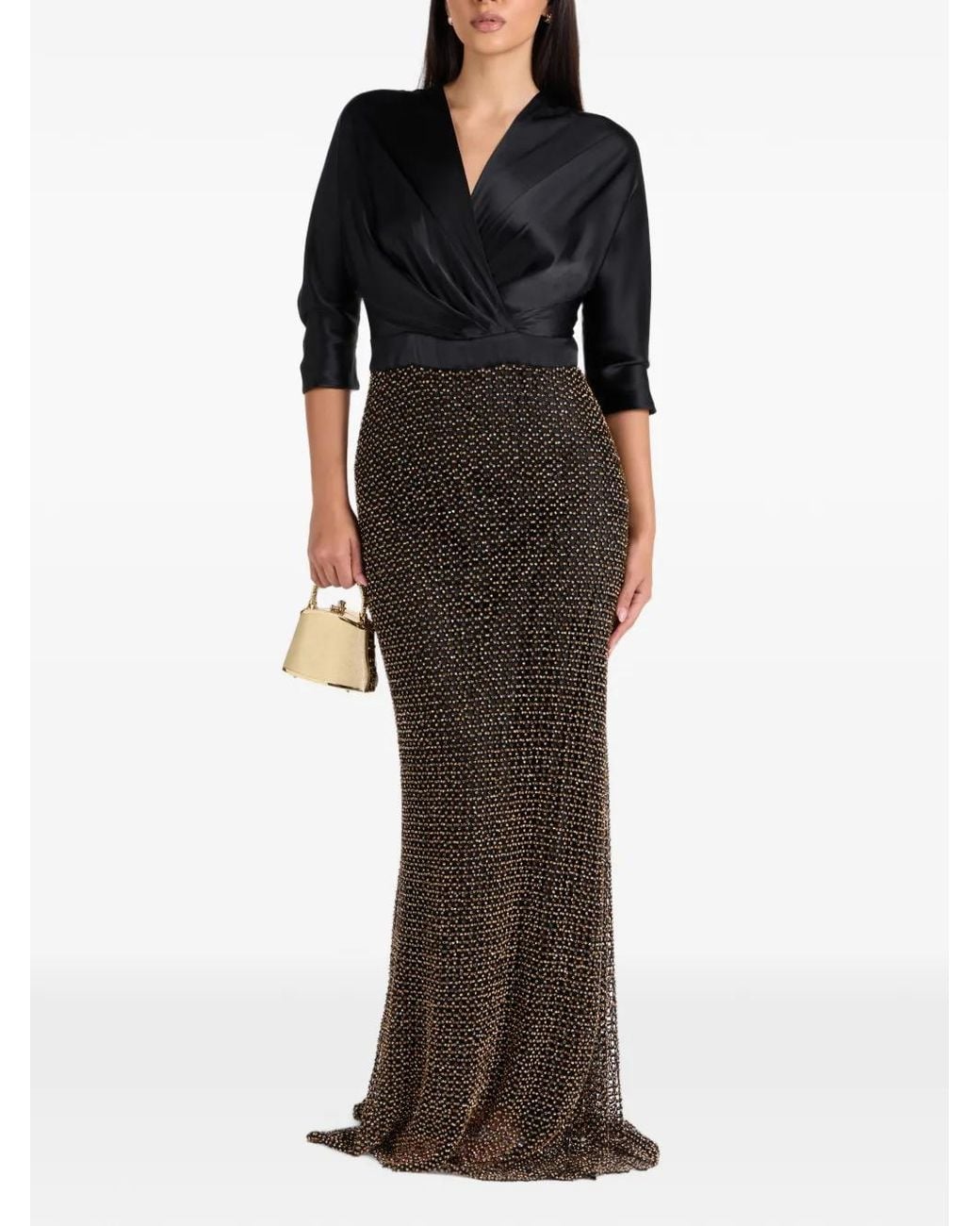 Rhea Costa Black Robe Vivienne À Ornements De Perles