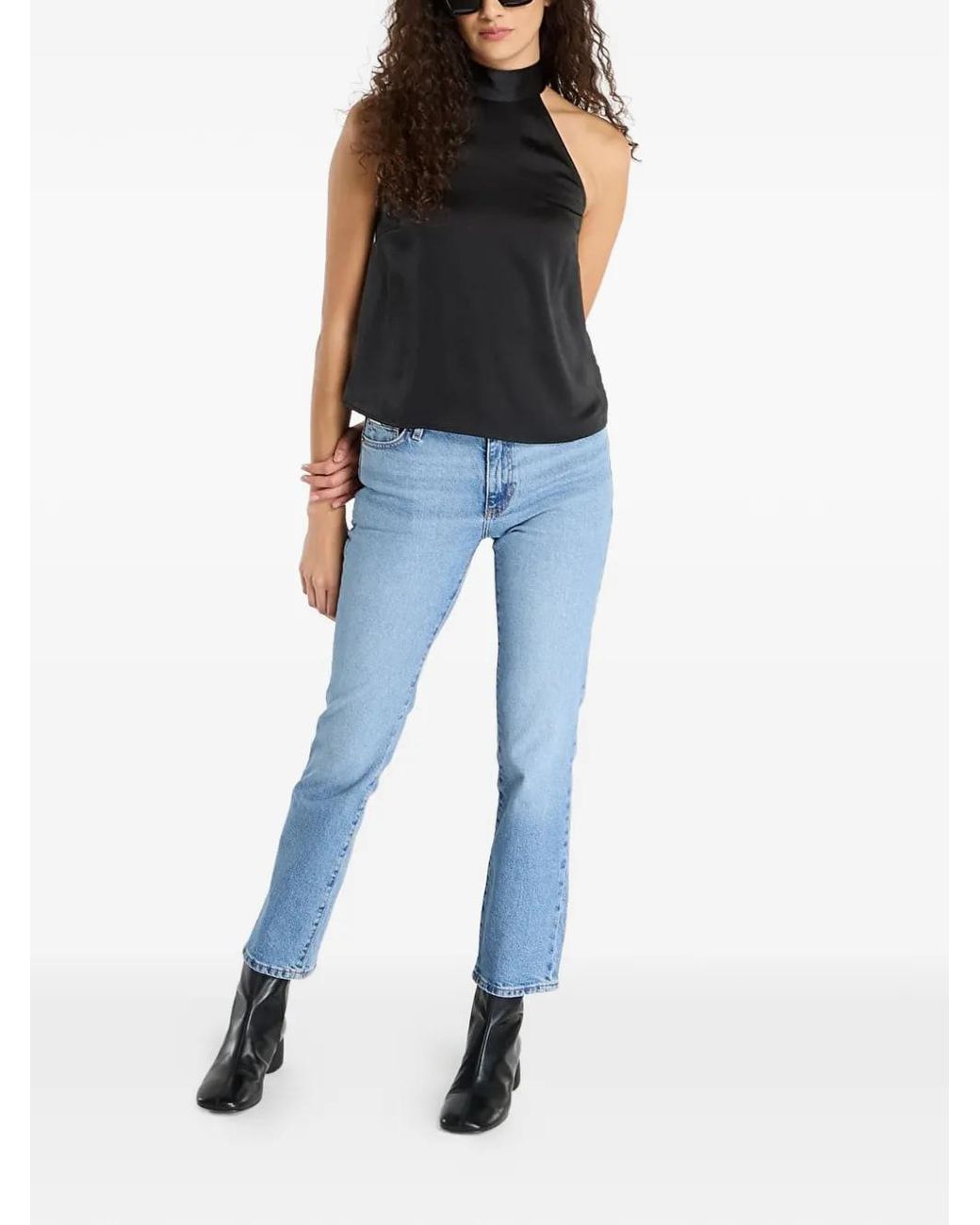 Samsøe & Samsøe Blue Sarheos Halterneck Satin Top