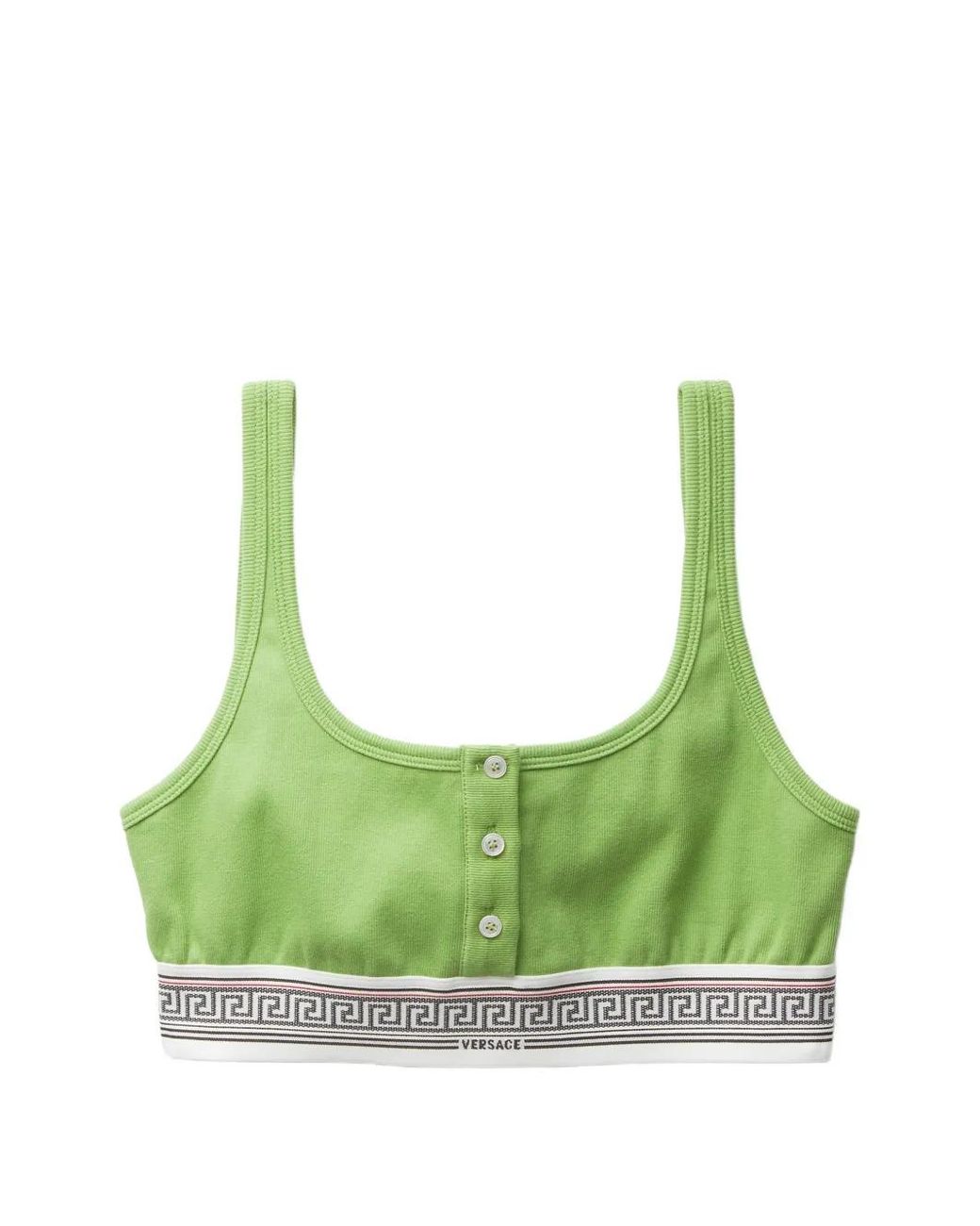 Versace Green Ribbed Cotton-Jersey Bralette