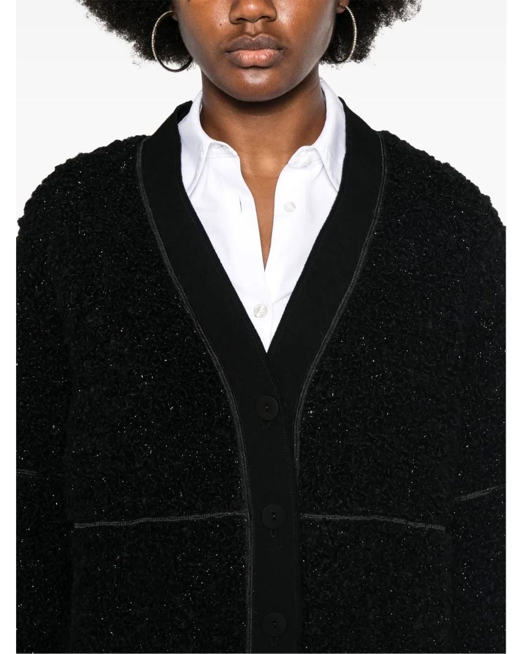 Giorgio Armani Black Long Bouclé Cardi-Coat