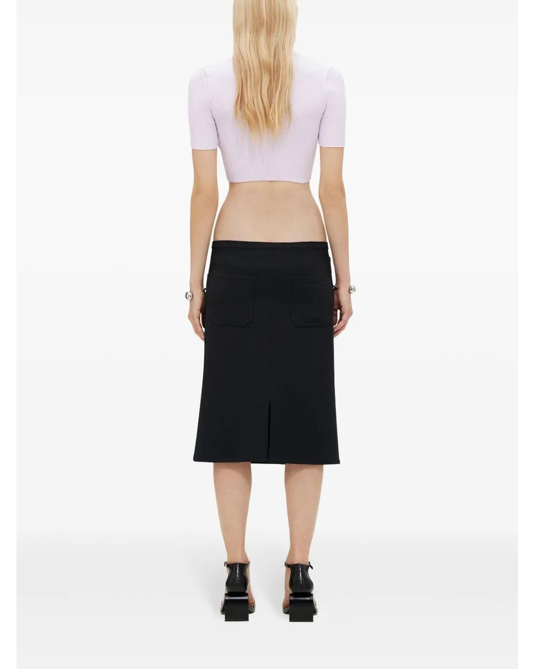 Courreges Pink Ribbed Knit V-Neck Top
