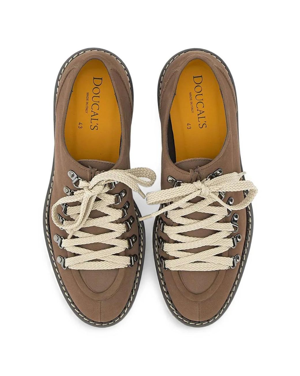 Doucal's Brown Suede Lug-Sole Lace-Up Derby Shoes for men