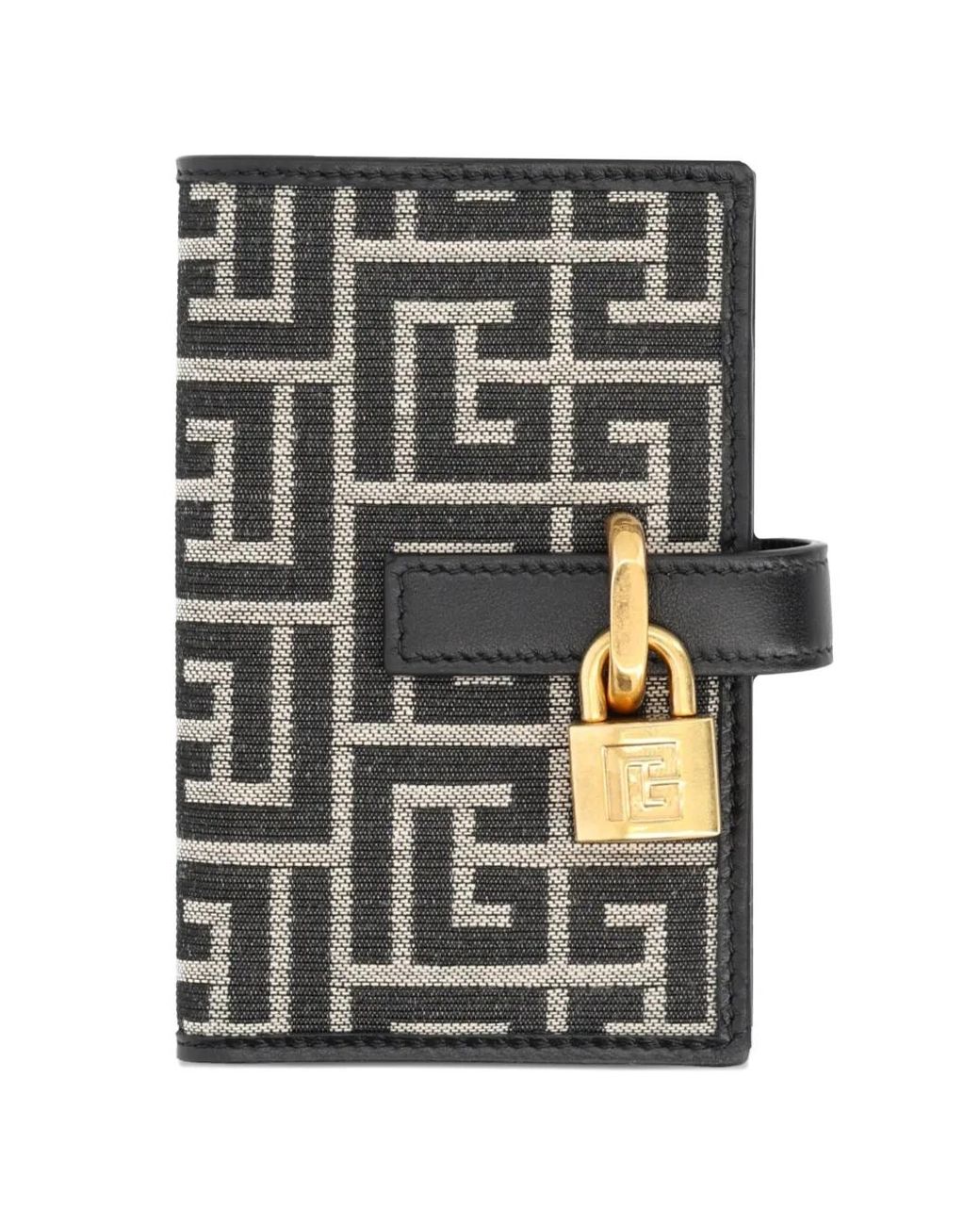 Balmain Black Monogram Padlock Wallet for men