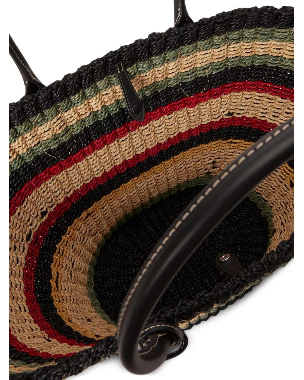 Polo Ralph Lauren Black Bellport Stripe Raffia Basket Tote