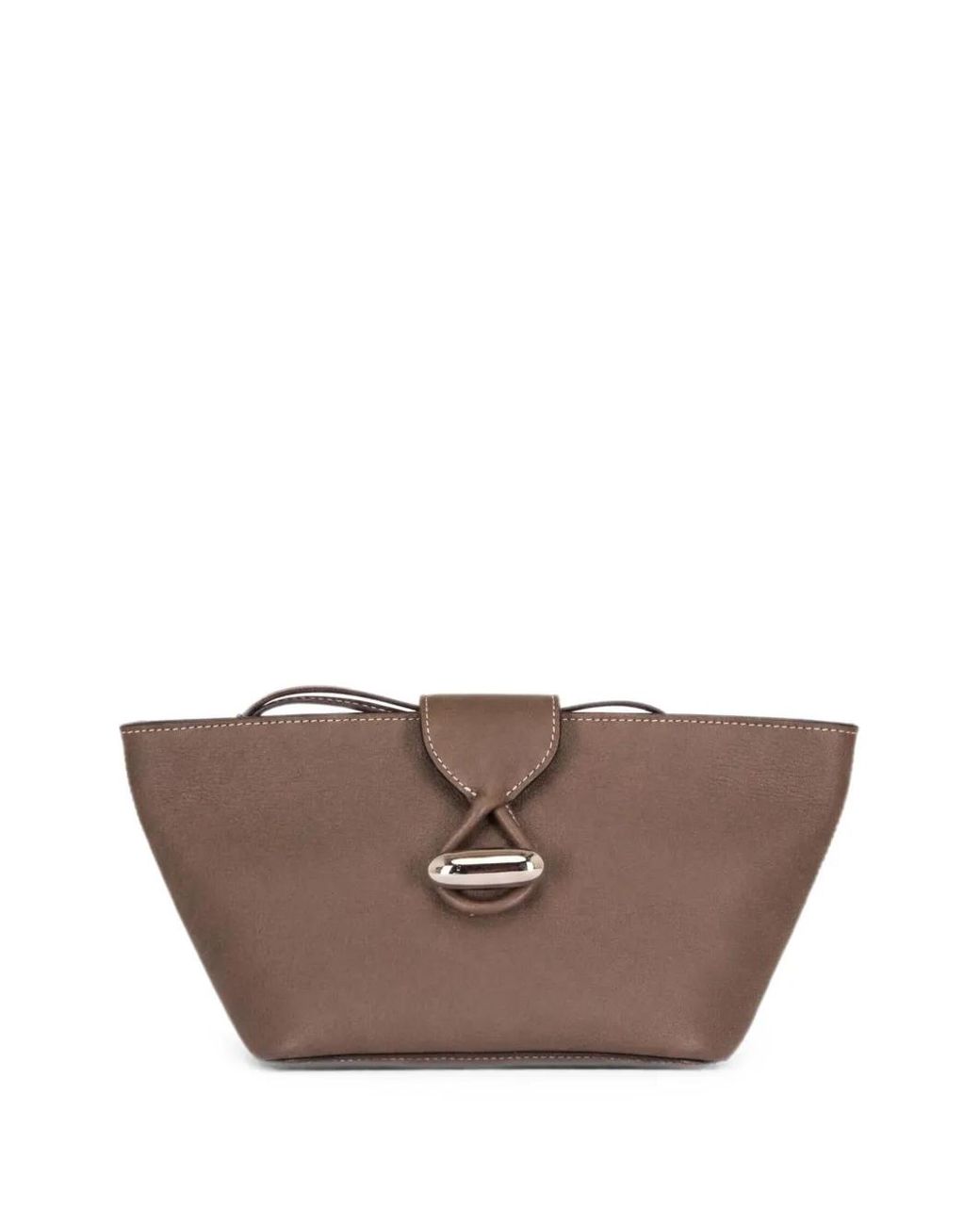 SAVETTE Brown Petite Pochette Anello En Cuir Grainé