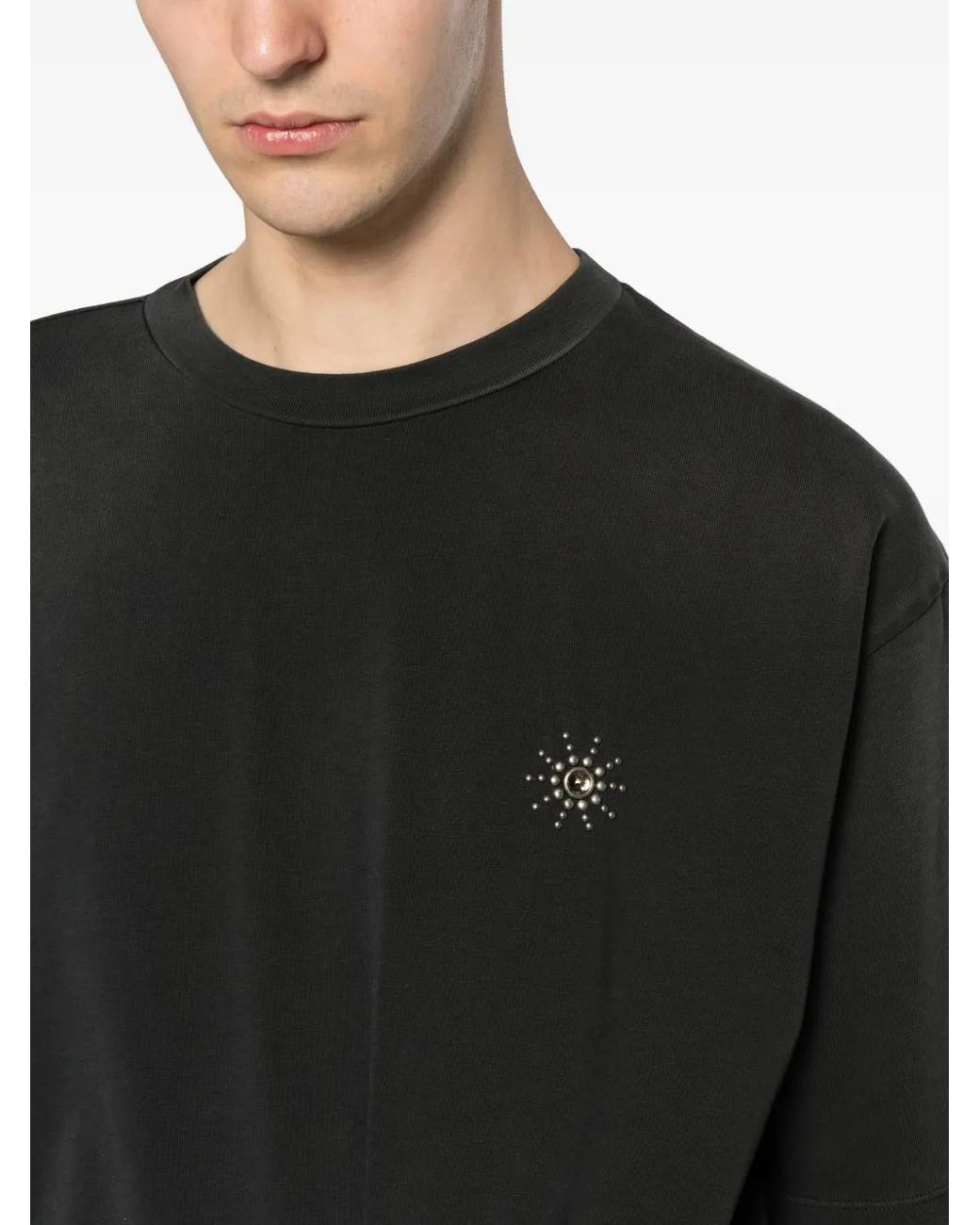 HTC Black Stud-Embellished Logo-Print T-Shirt for men