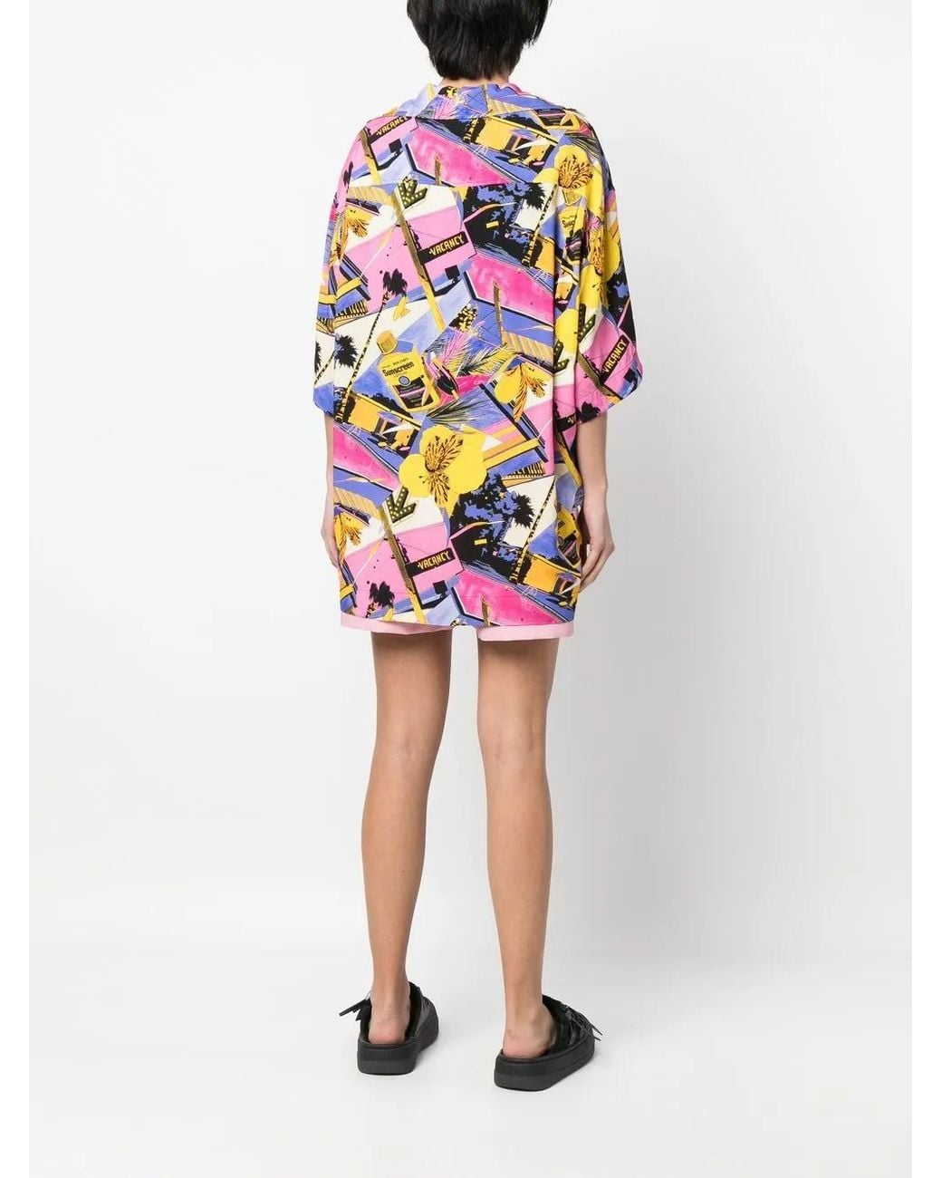 Palm Angels Multicolor Miami Graphic-Print Bowling Shirt