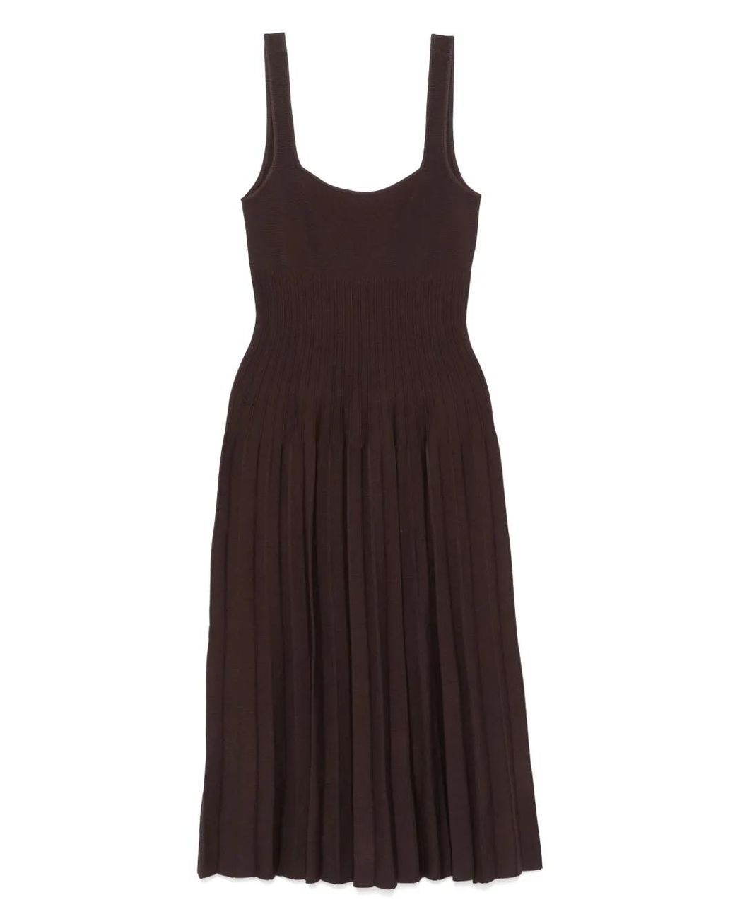 Staud Purple Ellison Pleated-Ribbed Midi Dress