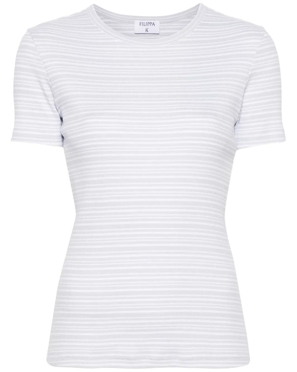 Filippa K White Striped Cotton T-Shirt