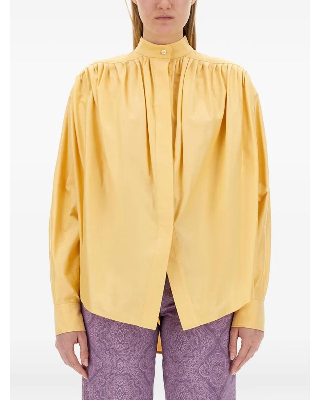 Etro Yellow Regular Fit Stripe Pattern Blouse
