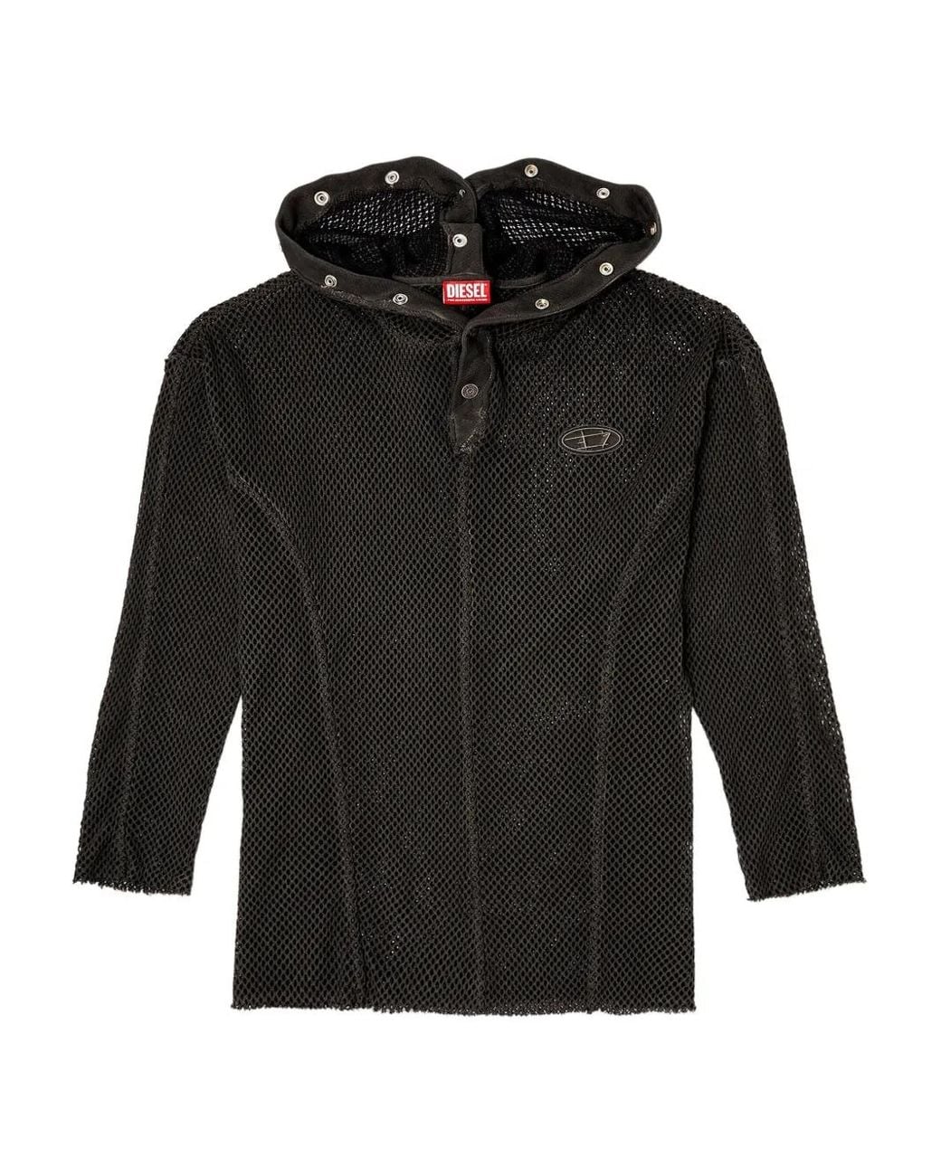 DIESEL Black X Thug Club Fishnet Hoodie With Full-Closure Hood