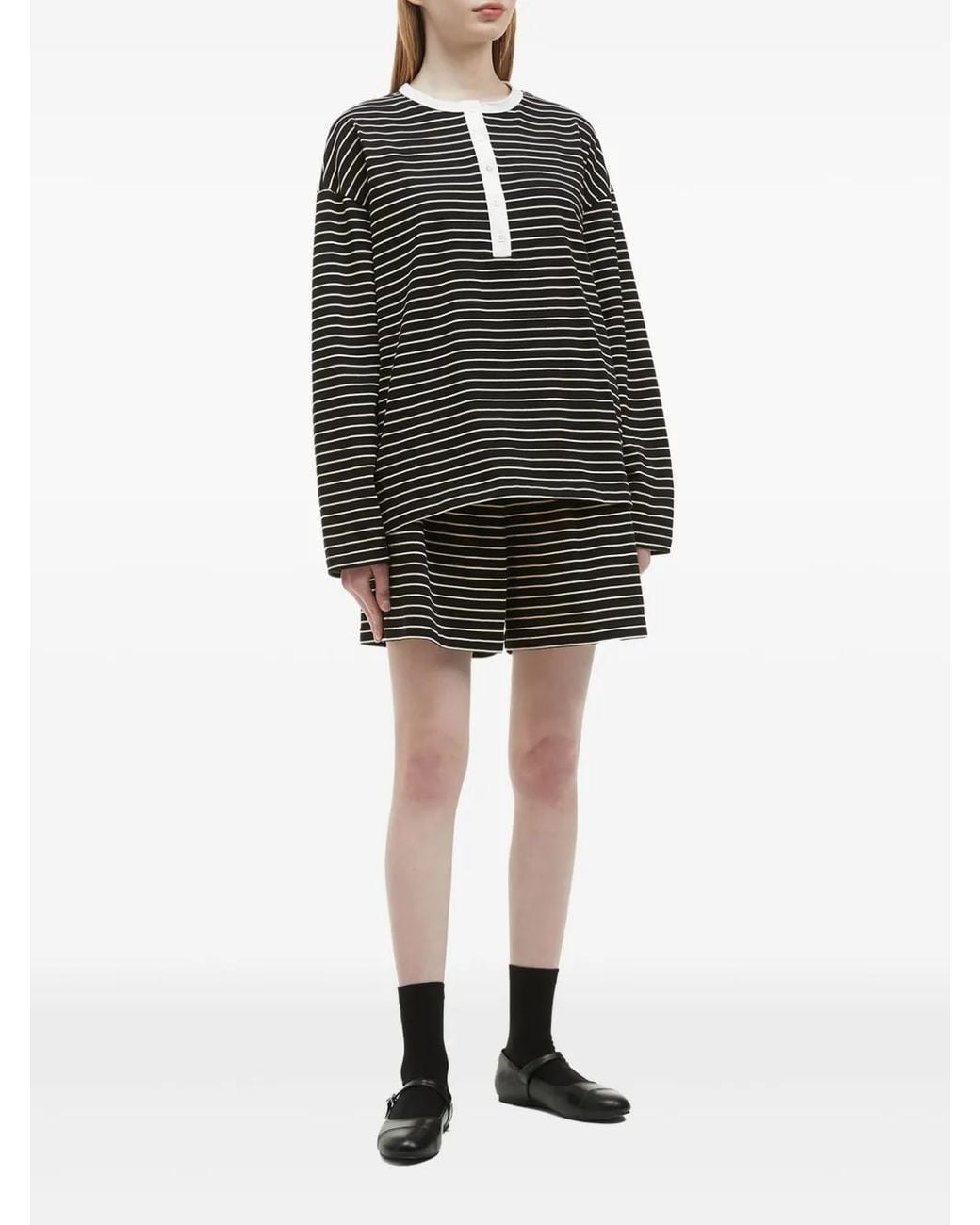 B+ AB Black Striped Shorts Set