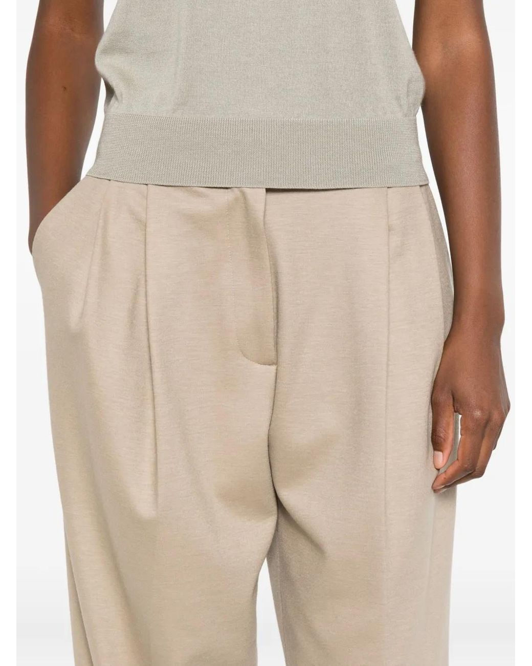 Fabiana Filippi Natural Pleated-Front Trousers