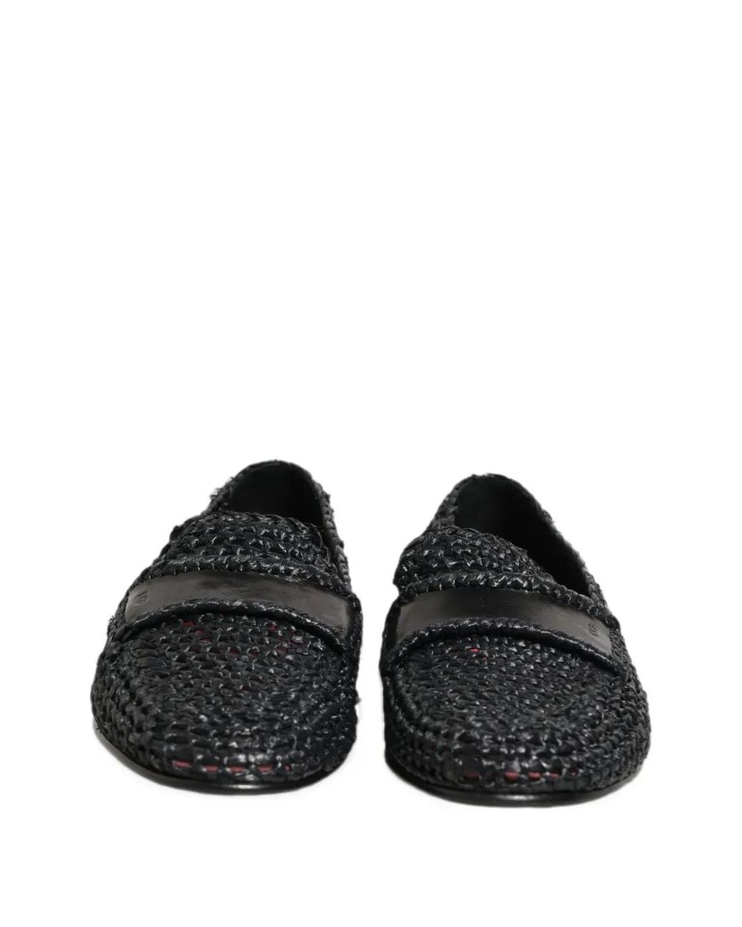 Dolce & Gabbana Black Woven Slip-On Loafers for men