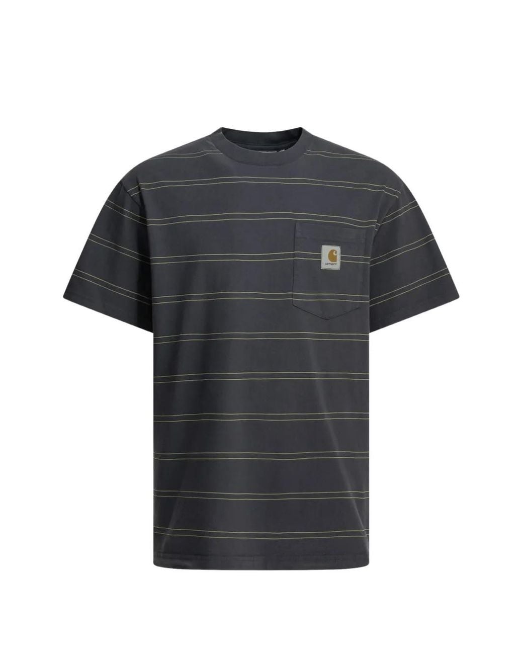 Carhartt Black T-Shirt Rayé À Poche for men