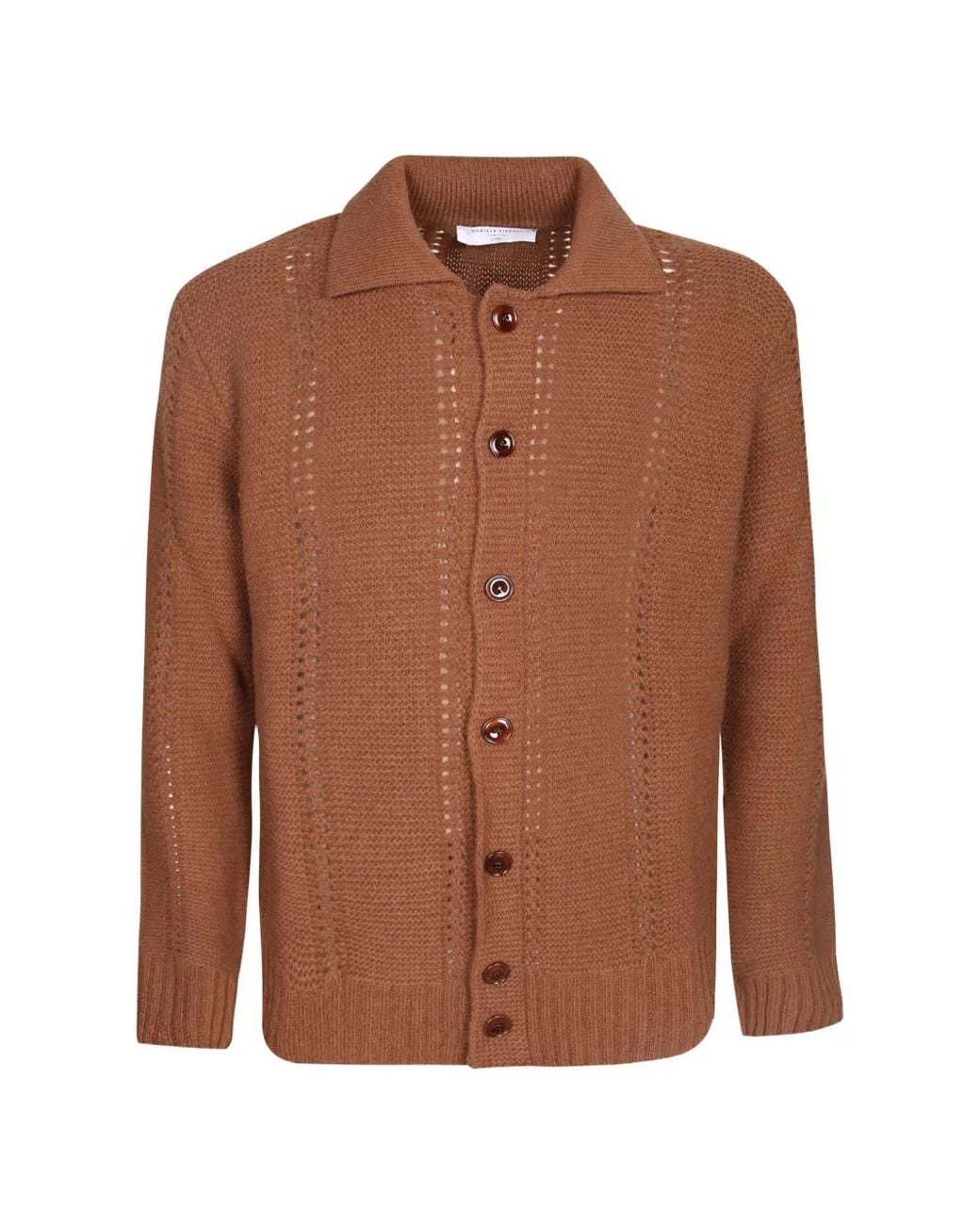 Daniele Fiesoli Brown Open-Knit Cardigan for men