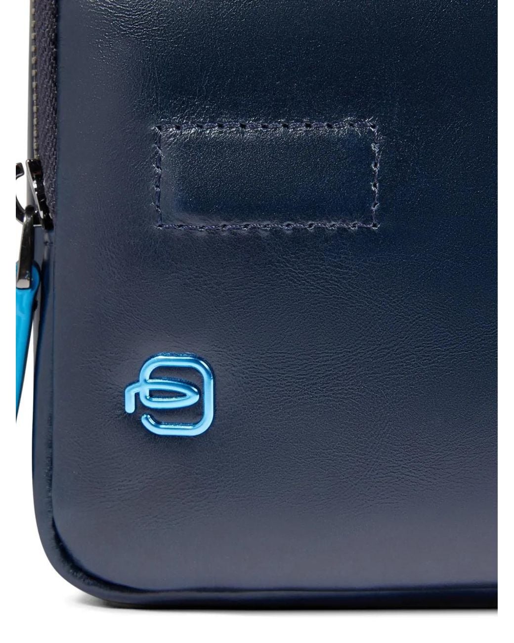 Piquadro Blue Square Leather Cross Body Bag for men