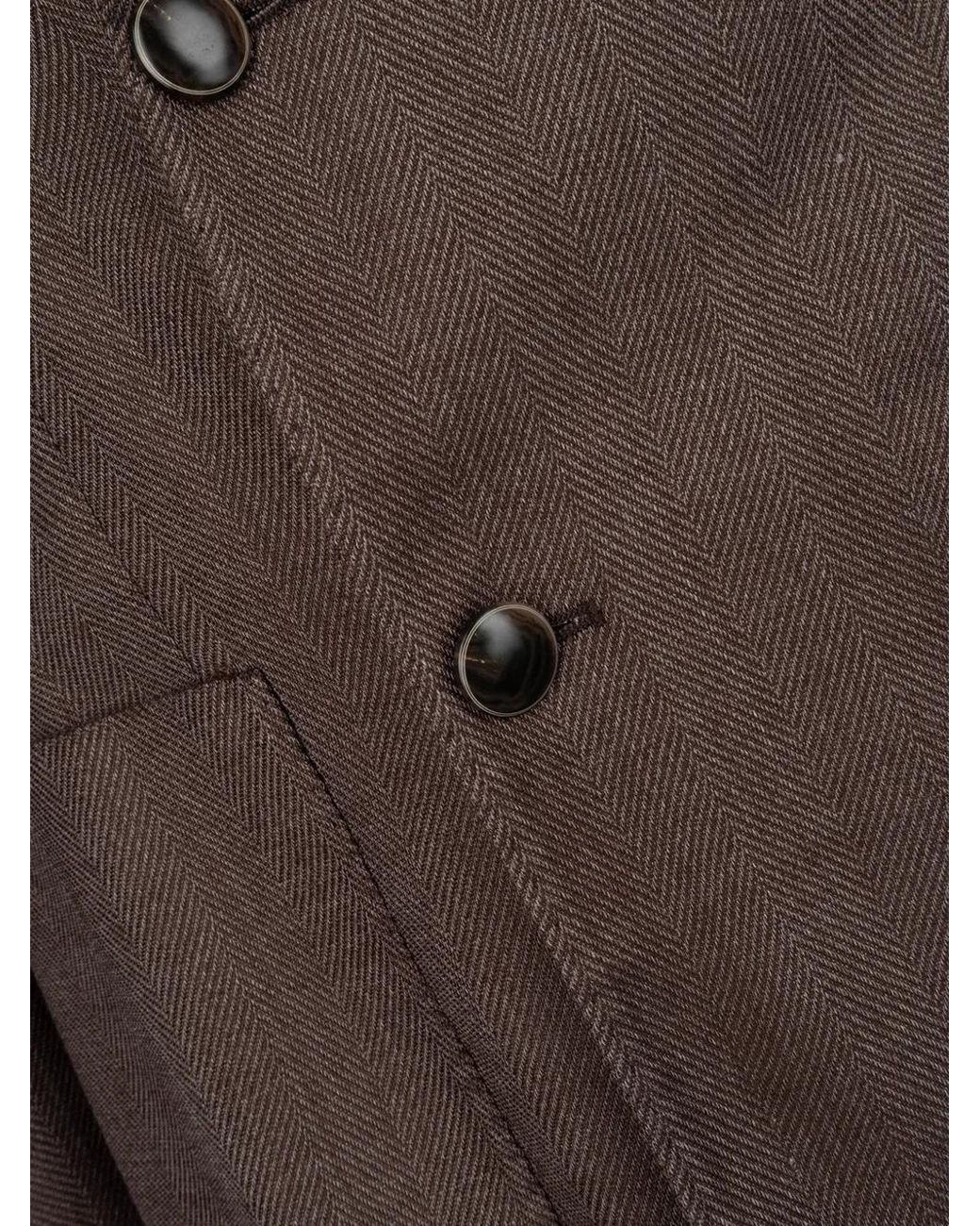 L.b.m. 1911 Brown Tom Double-Breasted Herringbone Jacket for men