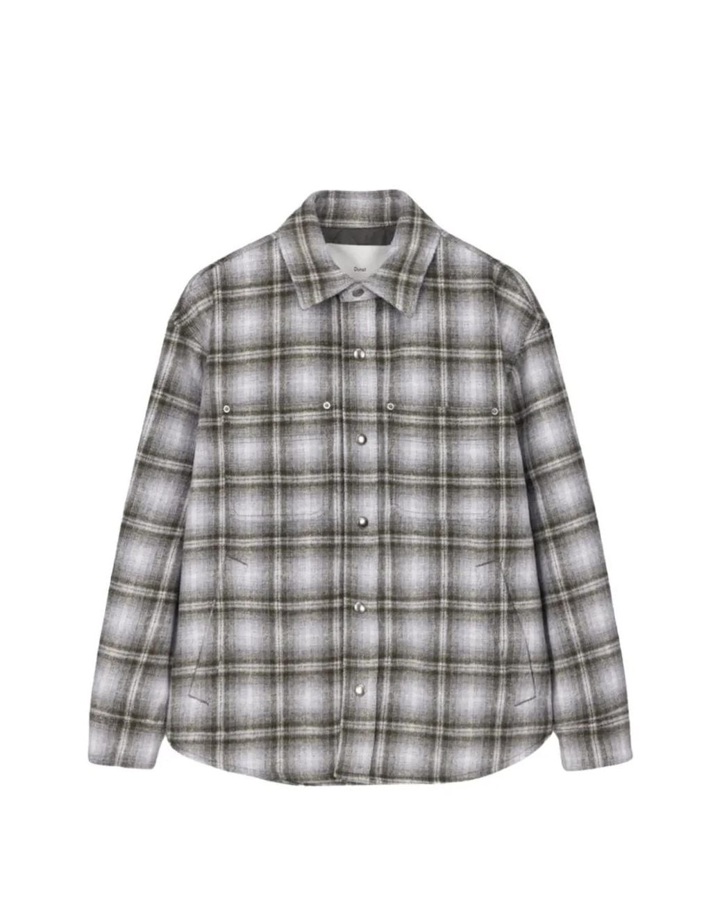 DUNST Gray Check-Pattern Quilted Jacket for men