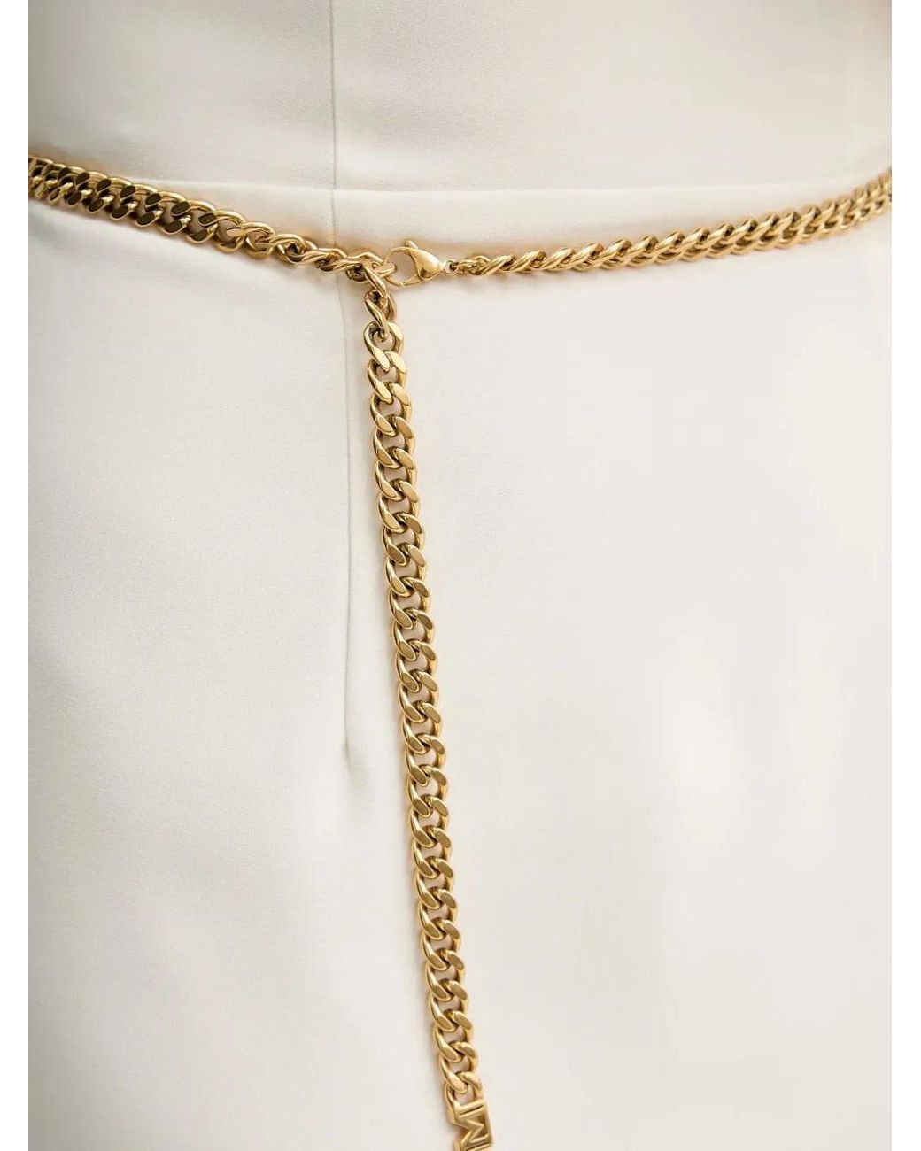 Guess White Chain-Belt Midi Dress