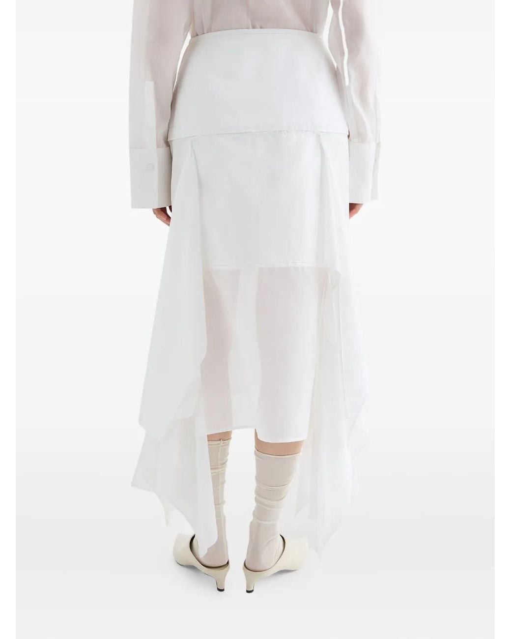 Jil Sander White Cotton Midi Skirt