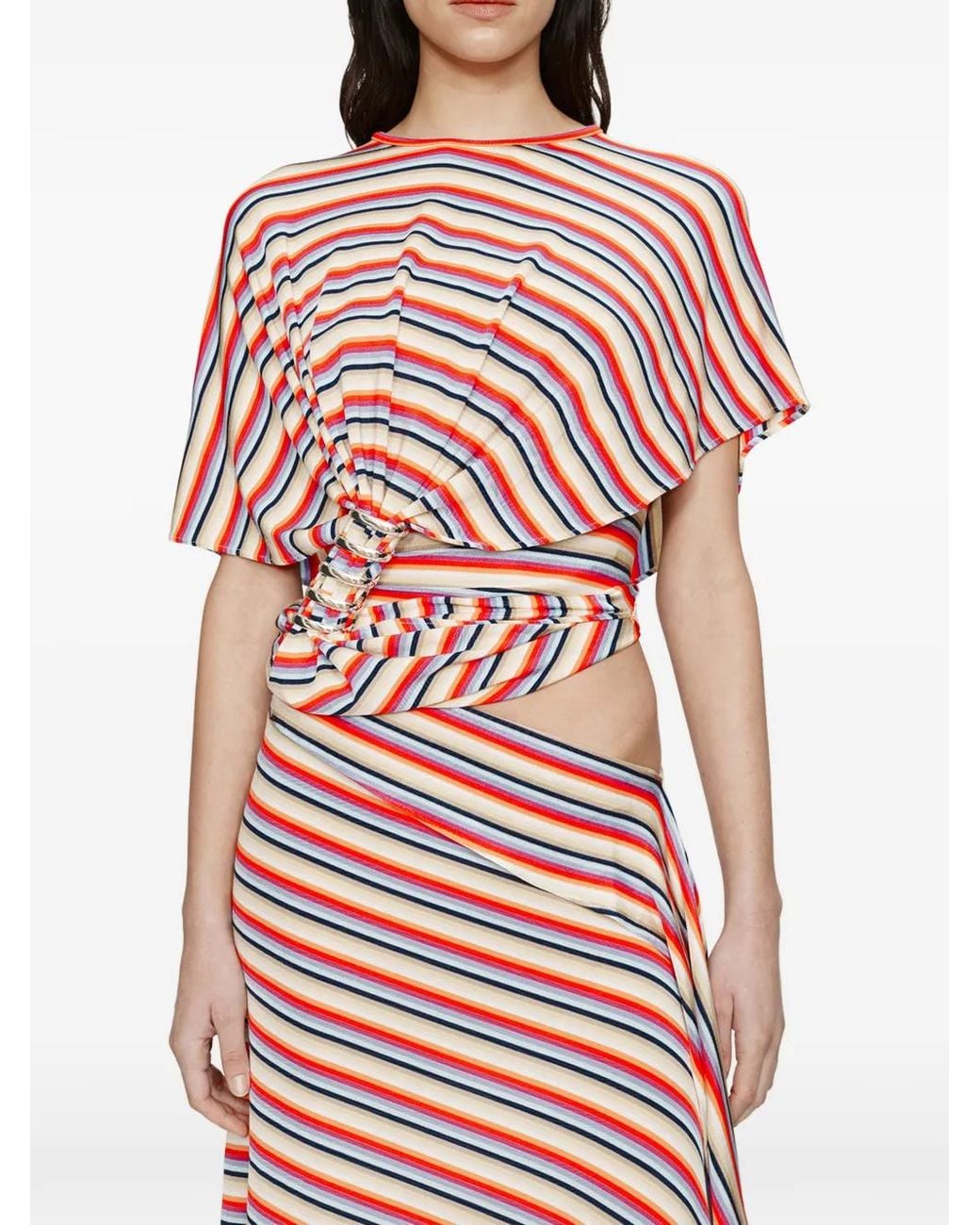 Christopher Esber Red Calypso Coiled Jersey Striped T-Shirt