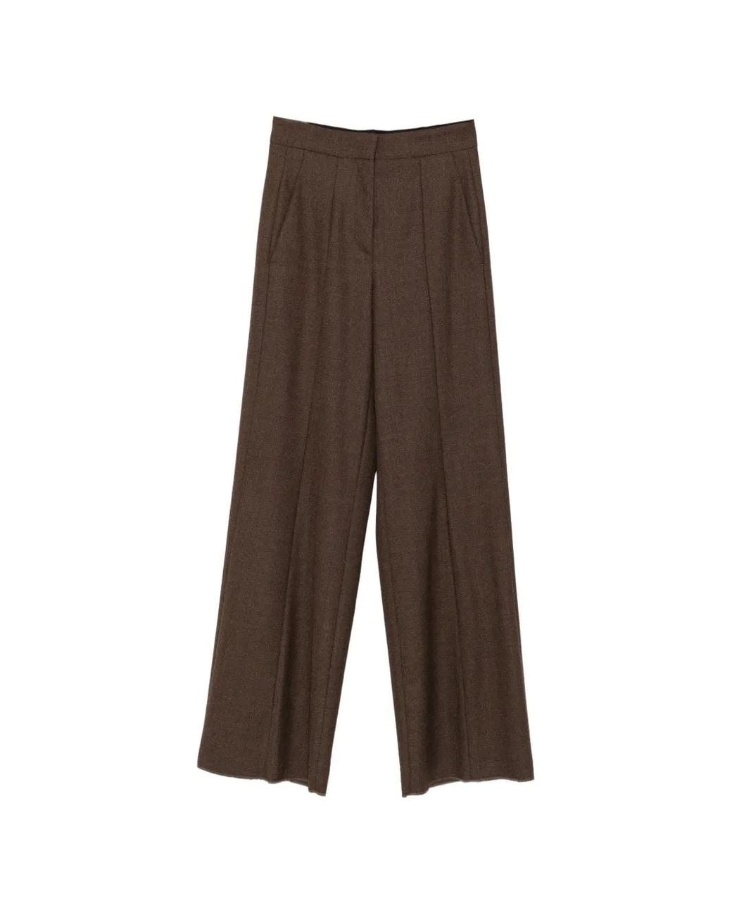 Seafarer Brown April Pressed-Crease Wide-Leg Trousers