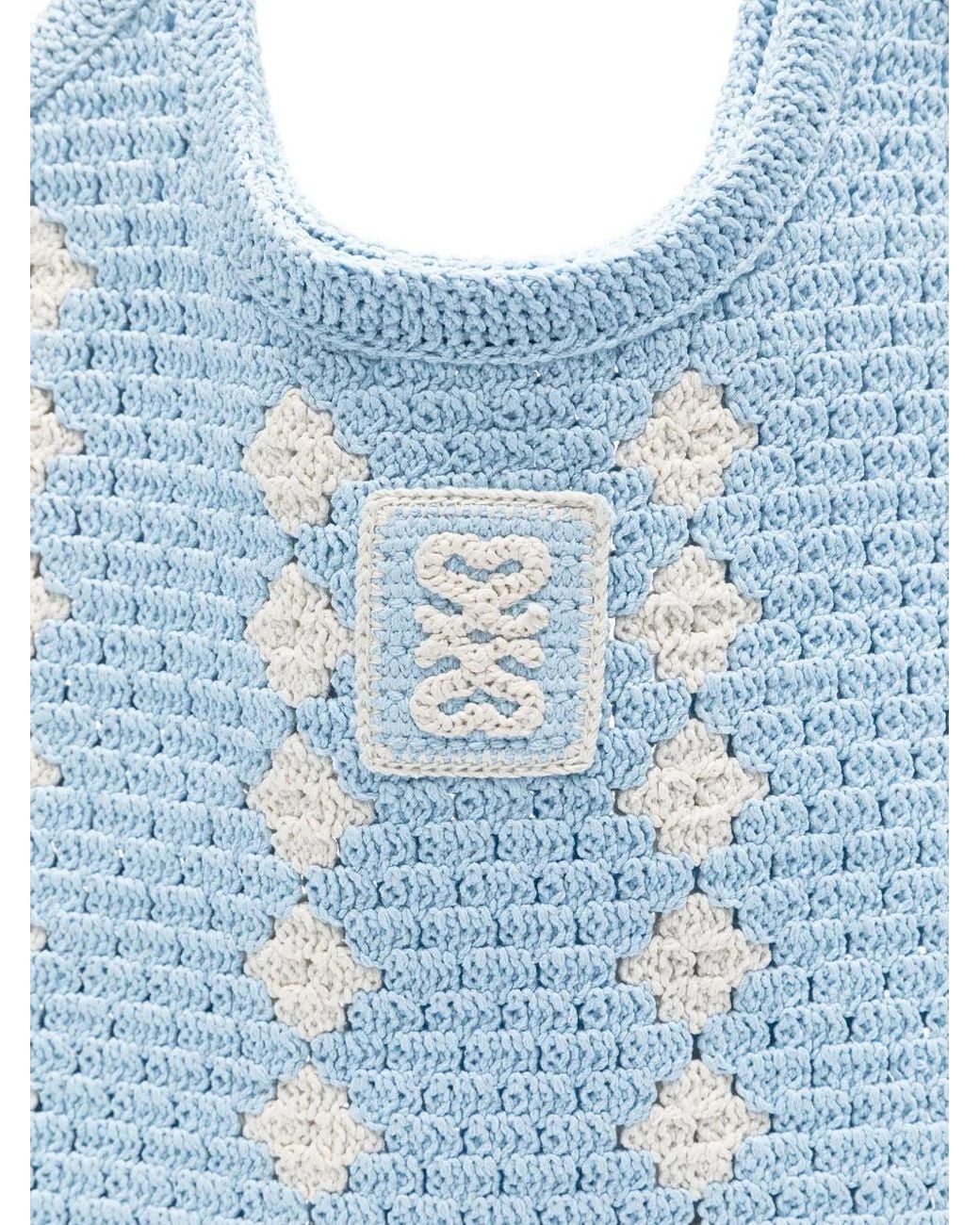 Sandro Blue Crocheted Shoulder Bag