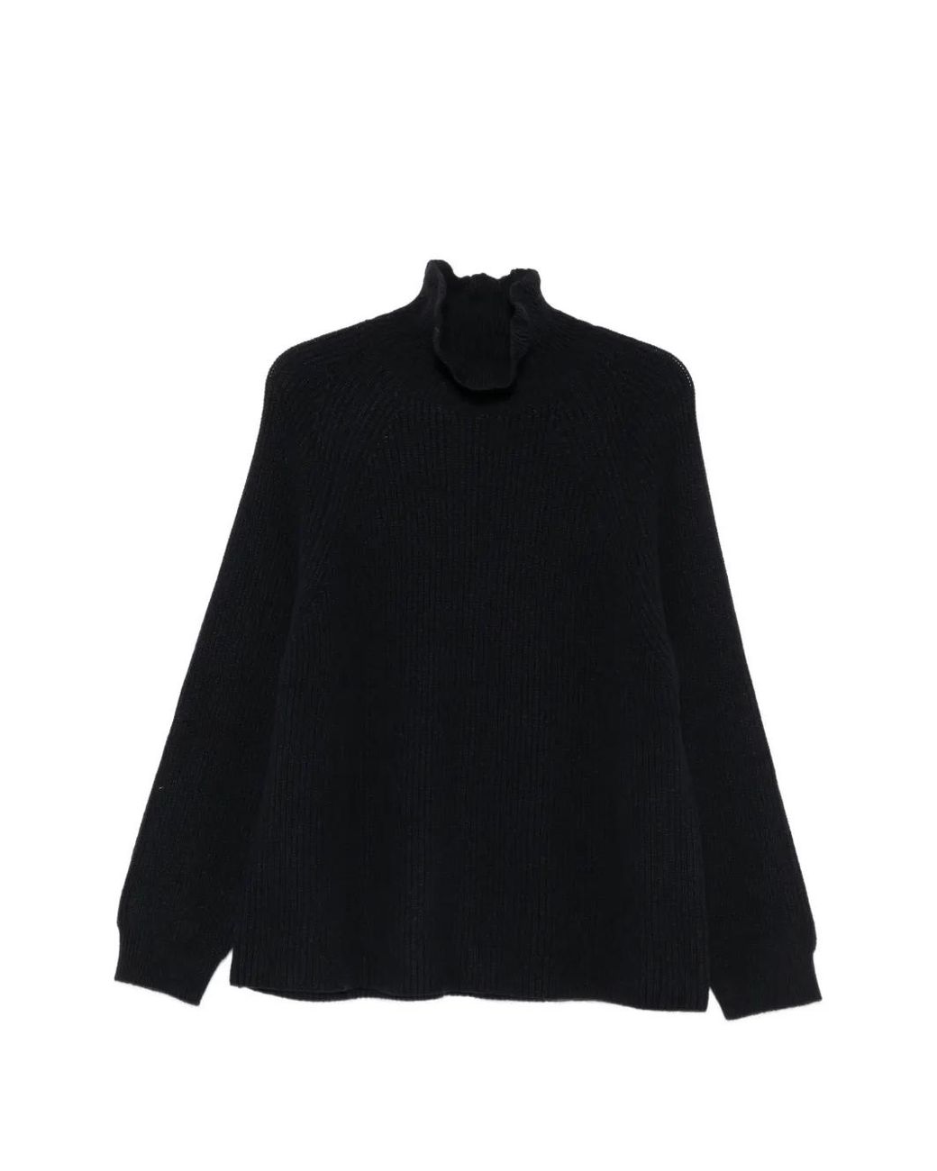 Liviana Conti Black Ribbed-Knit Roll-Neck Sweater